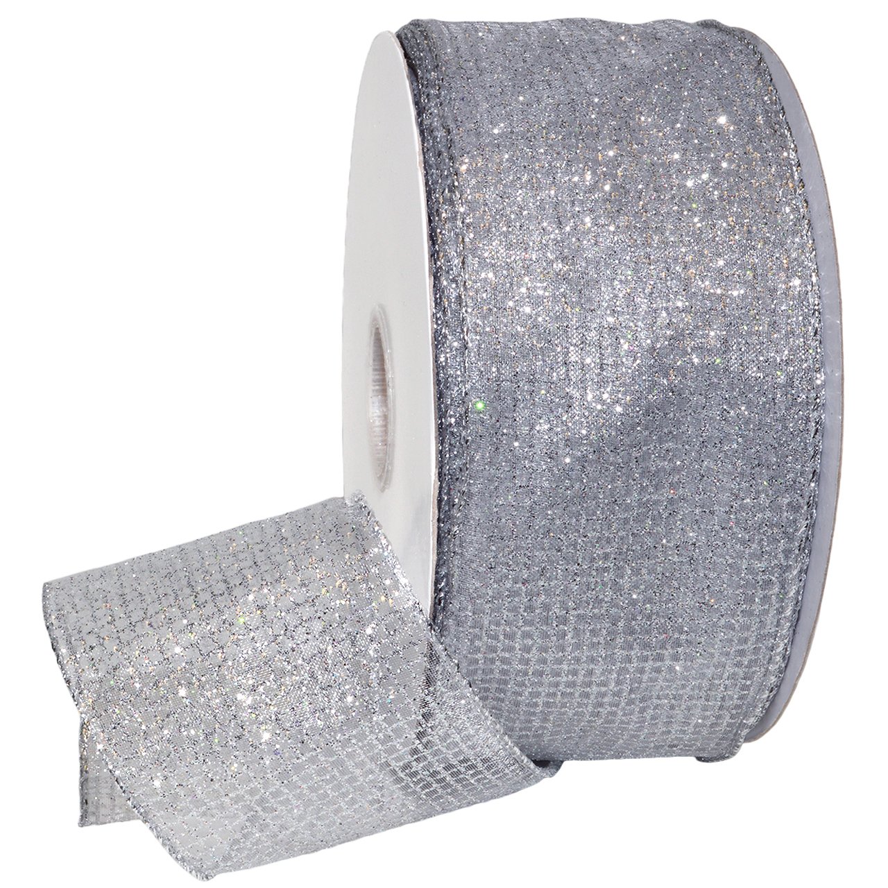 Morex Ribbon 7435 Cosmic Ribbon - 2.5 Inch x 50 Yards Silver Metallic Decorative Ribbon for Gift Wrapping, Crafts, and Party Decorations