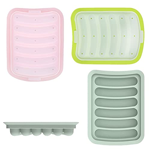 Juudoiie Silicone Baby Sausage Mold - 3 Pack Colorful Homemade Hot Dog & Ham Makers for Kids - Safe Food Grade Steaming Molds for Baby Food Supplement - Perfect for Toddler Meal Prep, DIY Snacks & Kitchen Fun