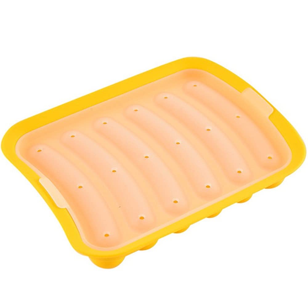Juudoiie Silicone Hot Dog Molds for Baking - Homemade Sausage & Ham Makers, Medium Yellow Food-Grade DIY Baby Food Supplement Tools - Perfect for Steamed Sausages, Party Snacks & Kids Lunch Prep