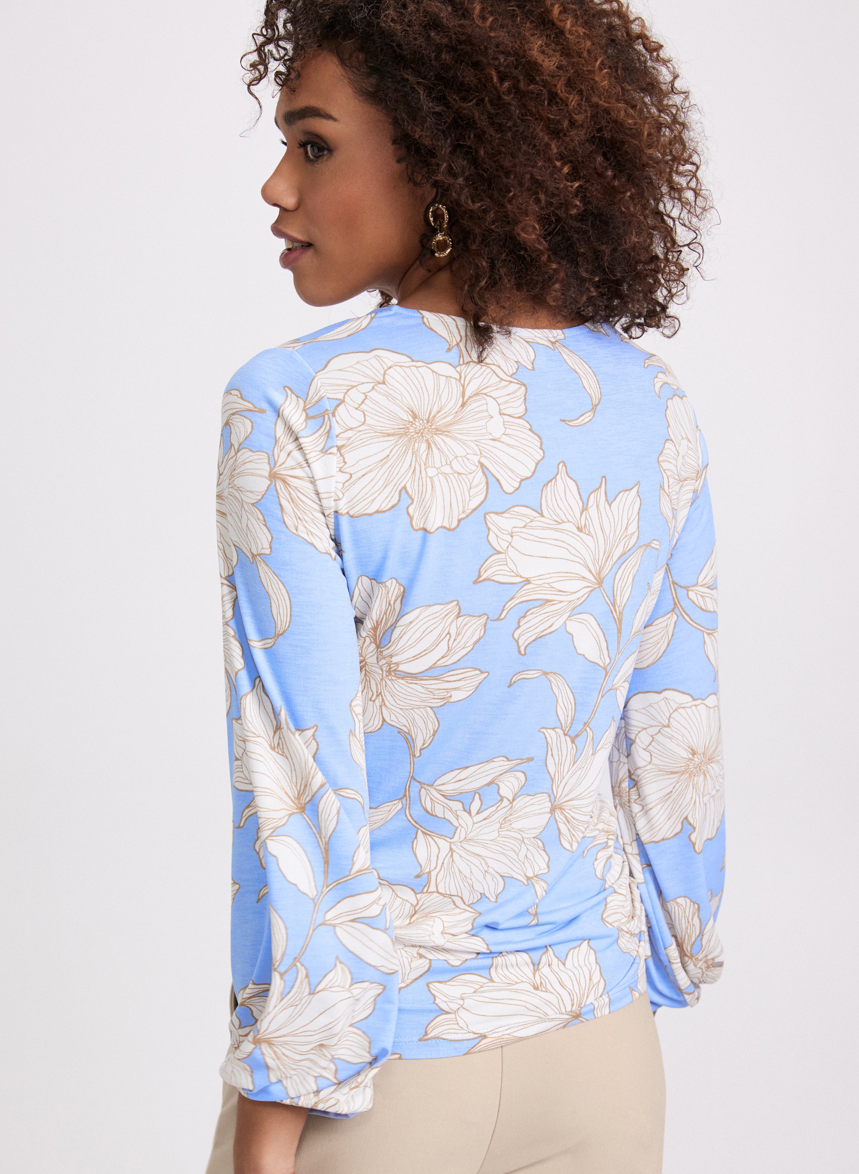 Floral Print Women's Blouse - Elegant Floral Pattern Tops for Spring & Summer, Casual & Office Wear