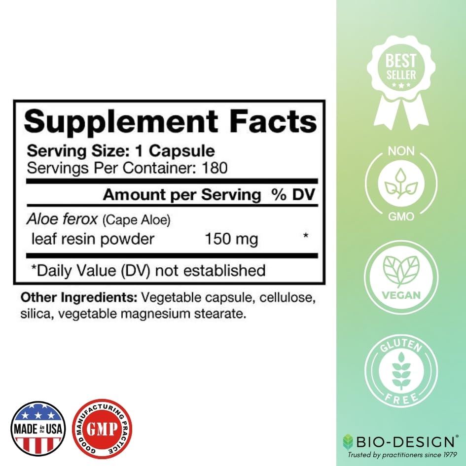 Biodesign Aloe Lite 150mg 180 Capsules - Pure Aloe Vera Supplement for Digestive Health & Skin Care | Supports Gut Wellness, Detox & Hydration | Perfect for Daily Wellness Routine & Natural Beauty Regimen