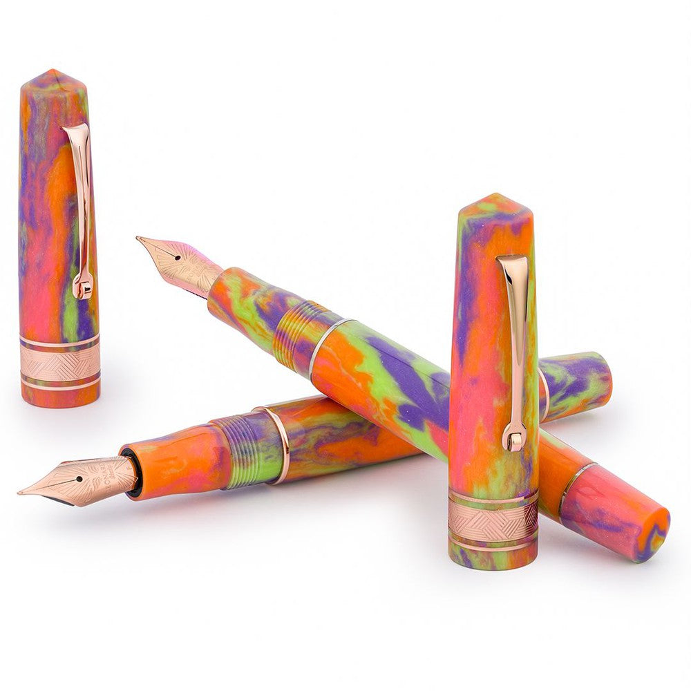 Leonardo × Micahfinds Rainbow Ice Candy Fountain Pen - Rose Gold Luxury Writing Instrument for Calligraphy, Journaling & Gift Giving - Perfect for Artists, Writers & Pen Collectors