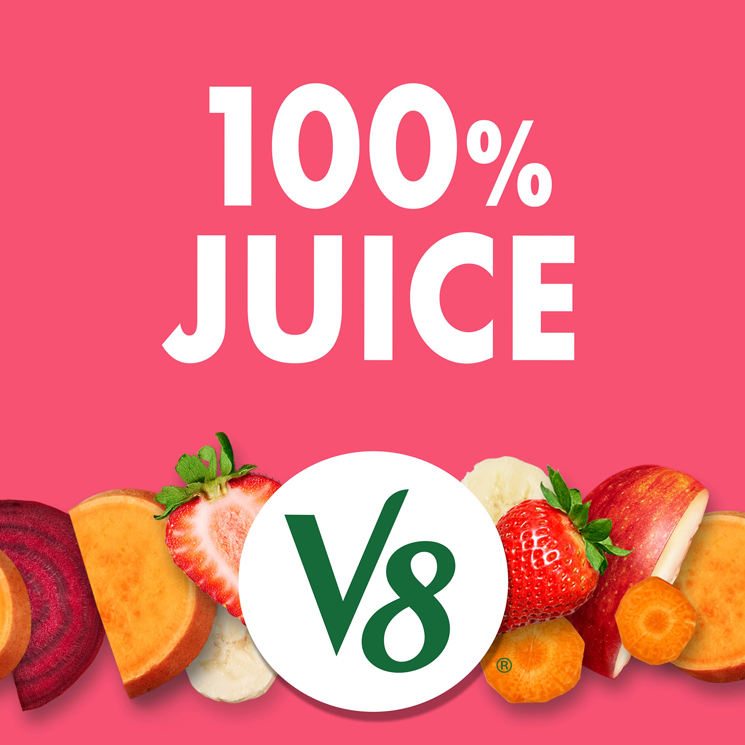 V8 Strawberry Banana 100% Fruit and Vegetable Juice - 46 fl oz Bottle - Healthy Drink for Breakfast, Workout & On-the-Go Hydration