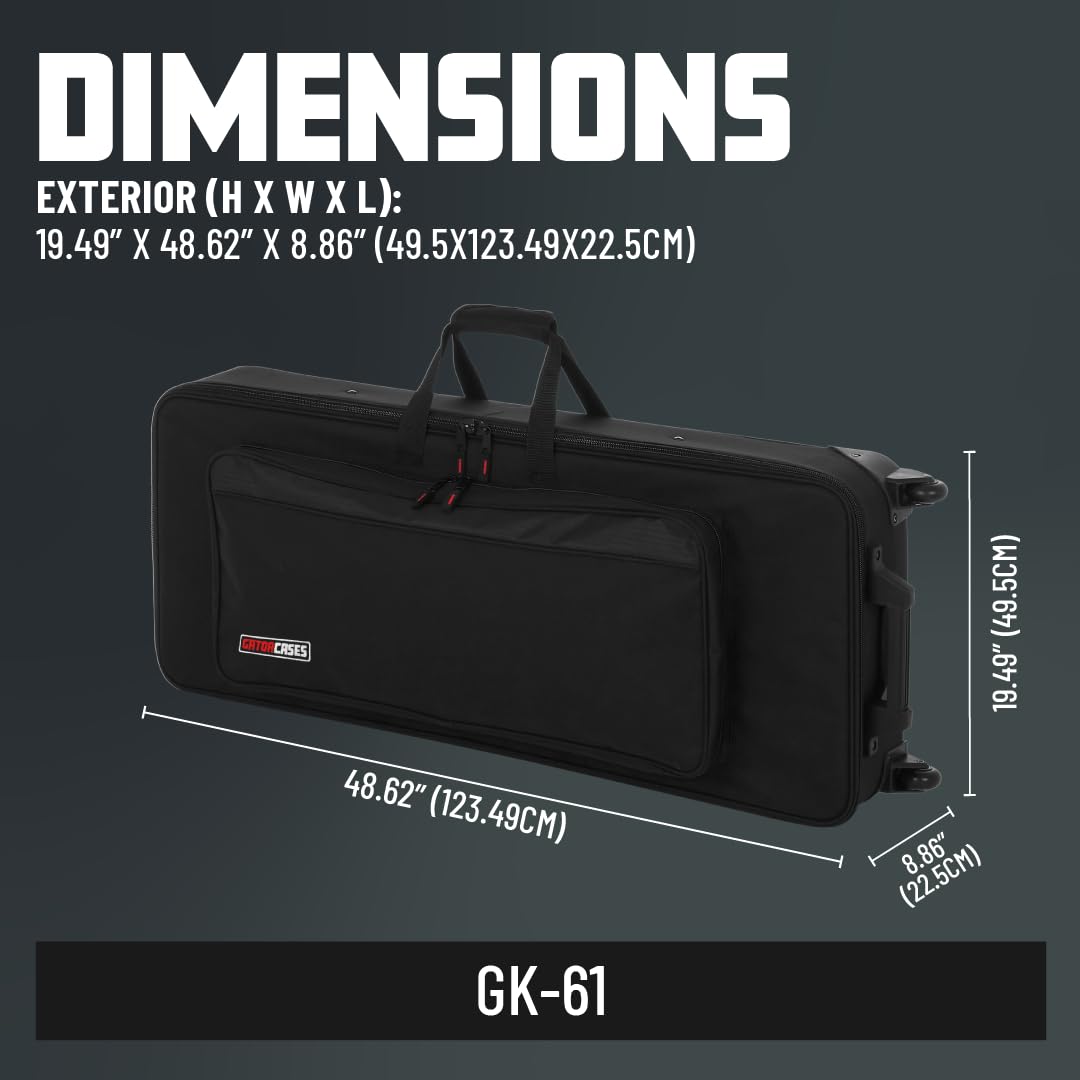 Gator GK-61 Semi-Rigid Keyboard Case - Durable 61-Key Travel Protection for Musicians | Perfect for Gigging, Studio Sessions & Transport