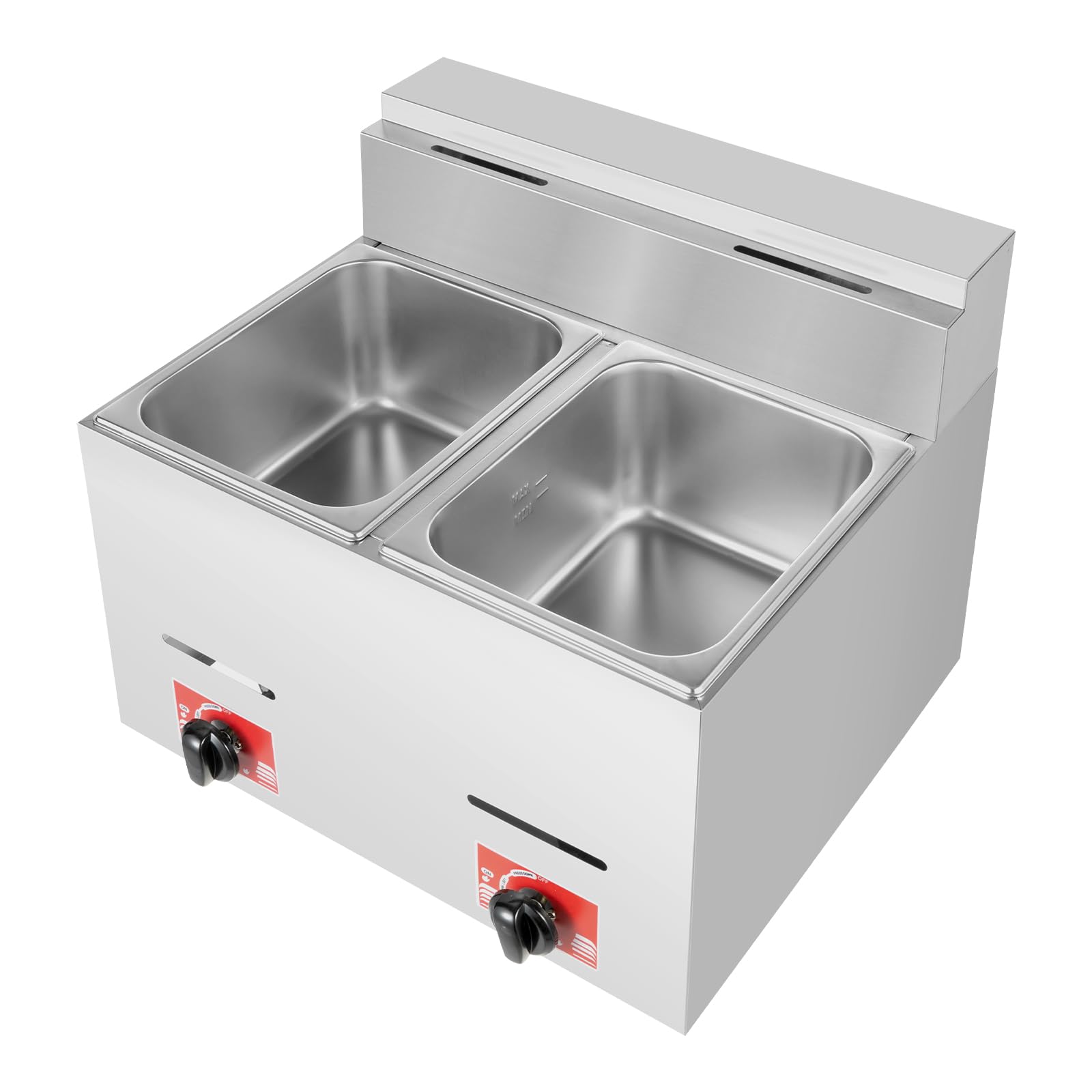 Eapmic Commercial Dual Tank LPG Gas Deep Fryer - 2x6.3Qt Stainless Steel Countertop Deep Fat Fryer with 2 Baskets for Restaurants, Supermarkets, Snack Bars - Perfect for Frying Chicken, Fish, French Fries and Donuts