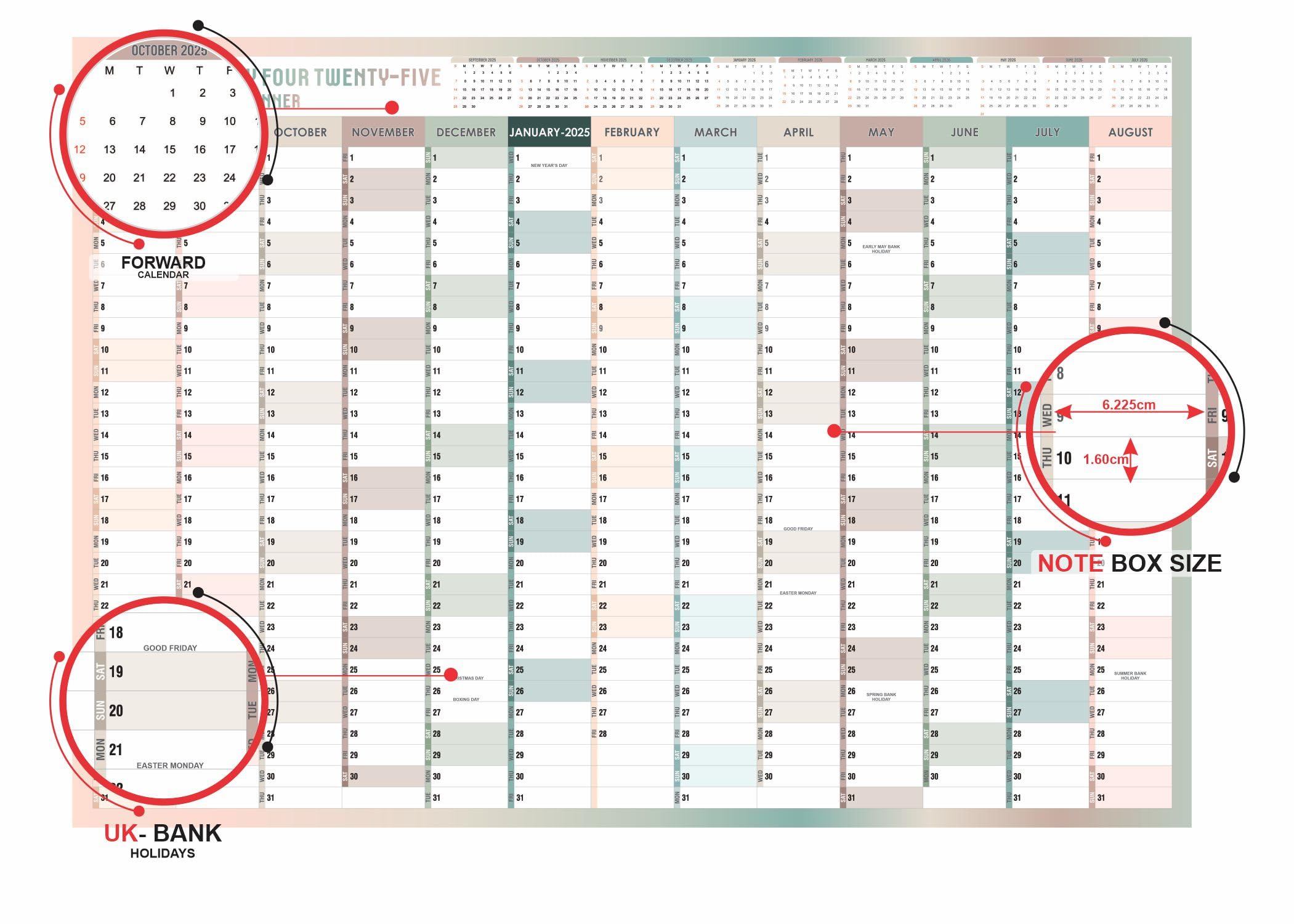 2024-2025 Academic Year Wall Planner - Large 59.4x84.1cm A1 Size Study Calendar & Organizer | August to August School Office Poster | Perfect for Classroom, Home Study & Work Planning (Folded, 1Pc)