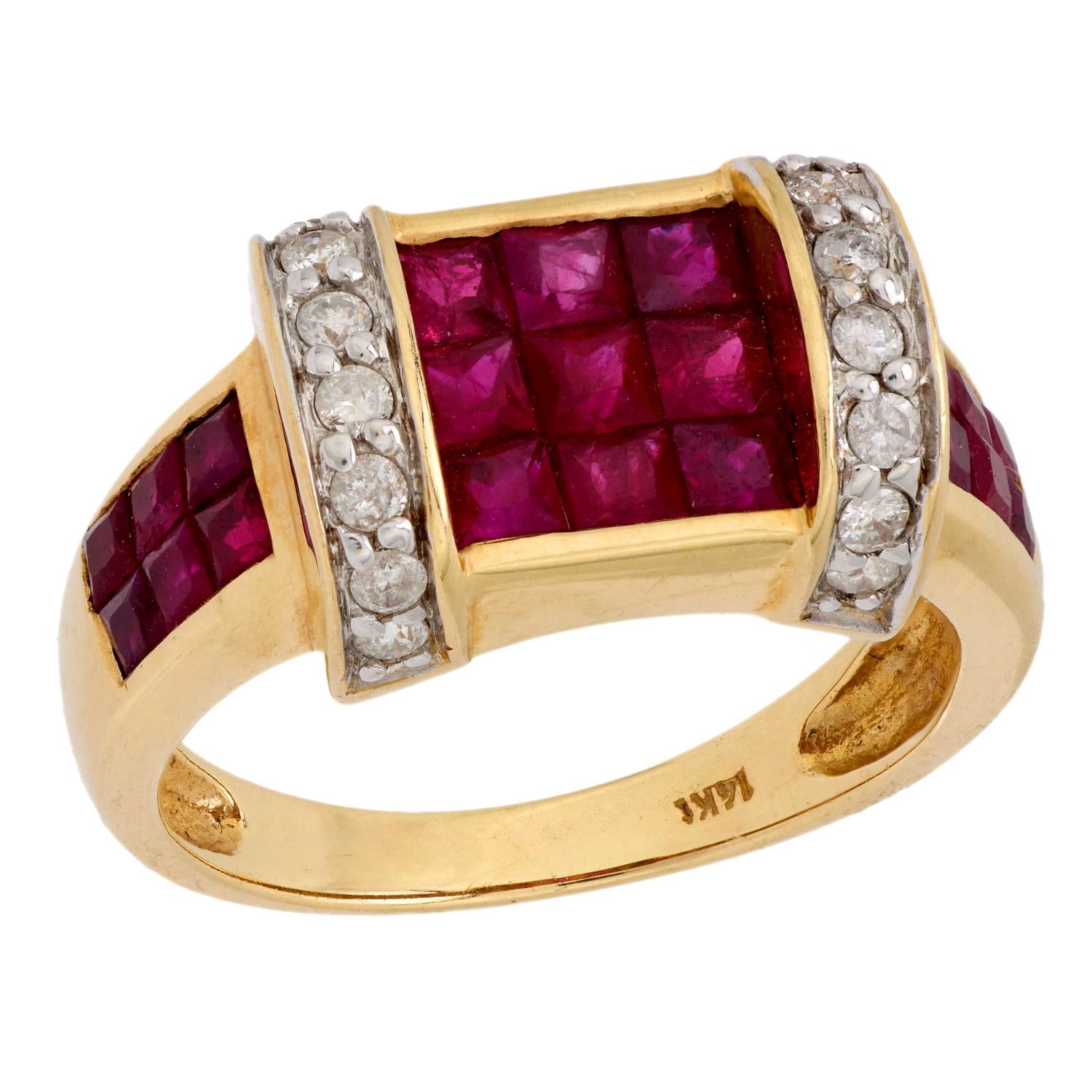 14K Gold Ruby and Diamond Ring for Women - Vintage Style Engagement & Wedding Jewelry - Perfect for Anniversaries, Proposals, and Special Occasions
