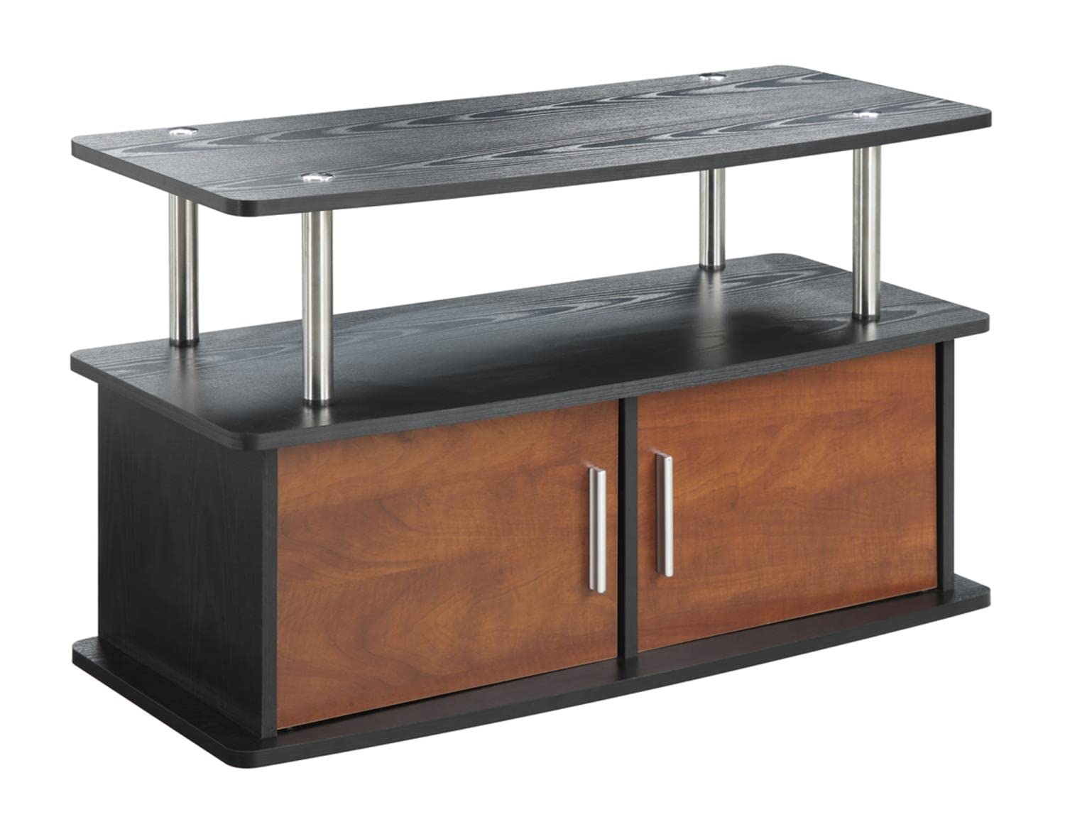 Convenience Concepts Designs2Go Deluxe 2 Door TV Stand with Storage Cabinets - Cherry Finish - Modern Entertainment Center for Living Room, Bedroom & Home Theater