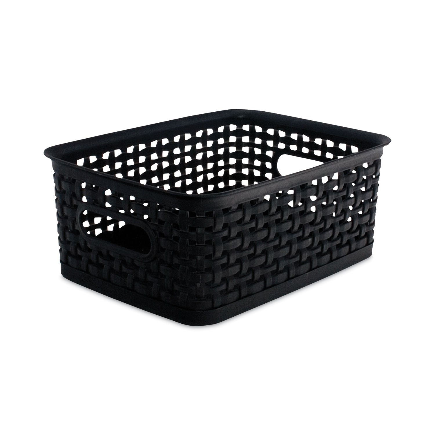 Advantus Small Plastic Weave Storage Bin - 10 x 7.5 x 4 Inches, Black - Organize Home, Office & Closet Supplies | Perfect for Shelving, Drawers & Under-Bed Storage