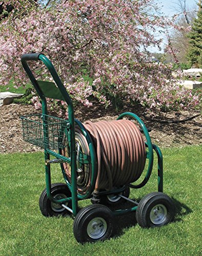 Portable Steel Hose Cart - 17 Inch Diameter, Heavy Duty Garden Hose Reel with Wheels for Easy Mobility - Perfect for Lawn, Garden, and Outdoor Watering