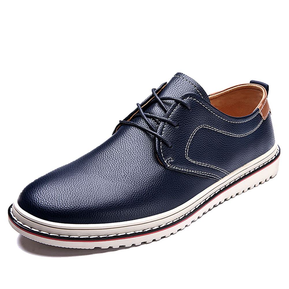 **Men's Genuine Leather Loafers - Casual Oxford Lace-Up Dress Shoes for Business, Office & Formal Occasions**
