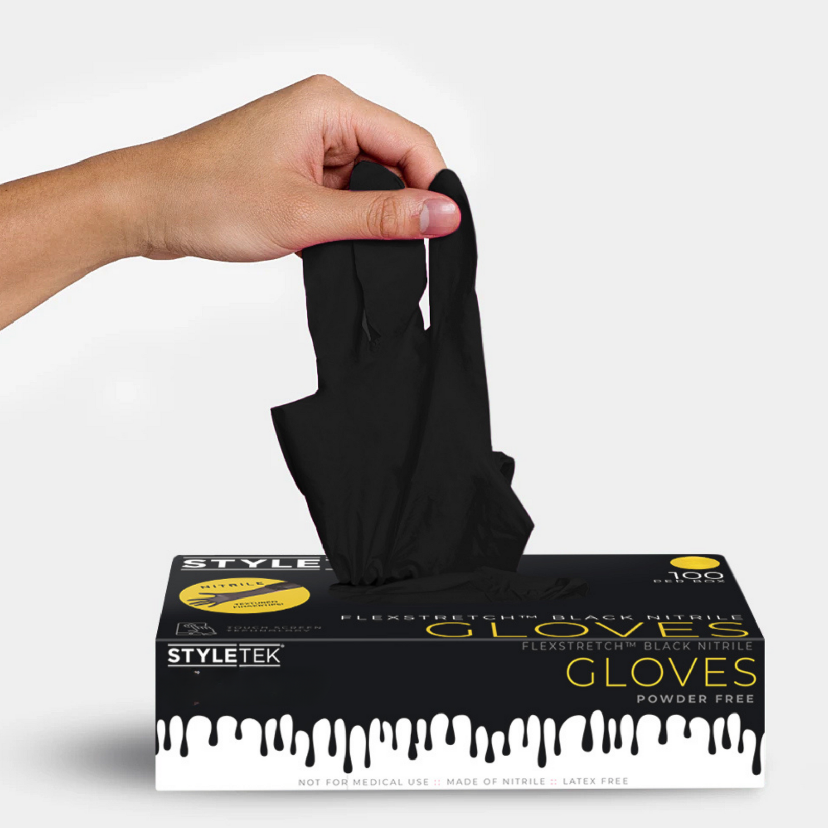 Premium Black Powder-Free Nitrile Gloves, Medium - 100 Pcs, Disposable, Latex-Free, Chemical Resistant - Ideal for Medical, Dental, Tattoo, Laboratory & Food Handling