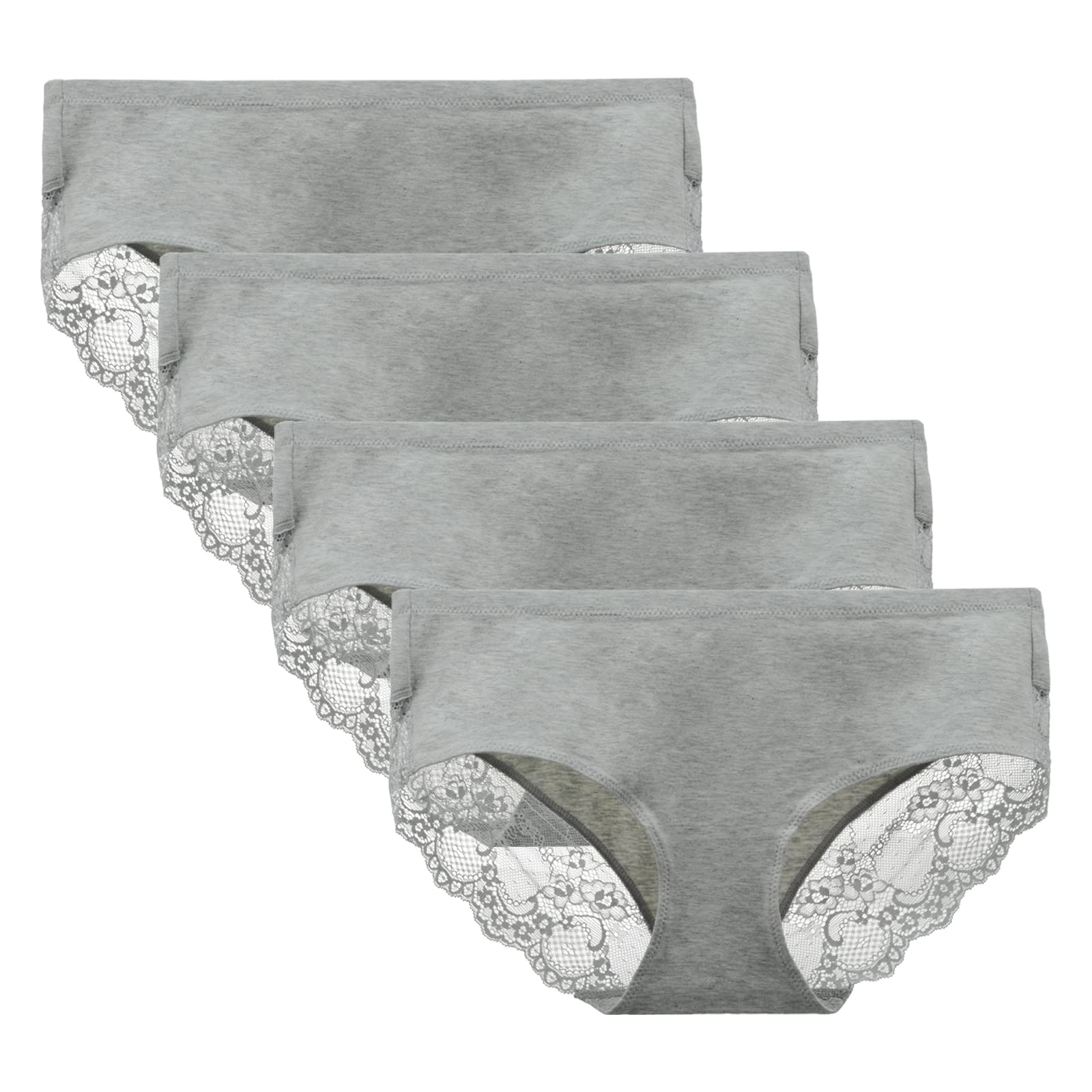 Lace Back Women's Underwear - Mid Rise Full Coverage Panties 4 Pack (Regular & Plus Size) | Comfortable & Breathable for Everyday Wear, Workout & Sleep