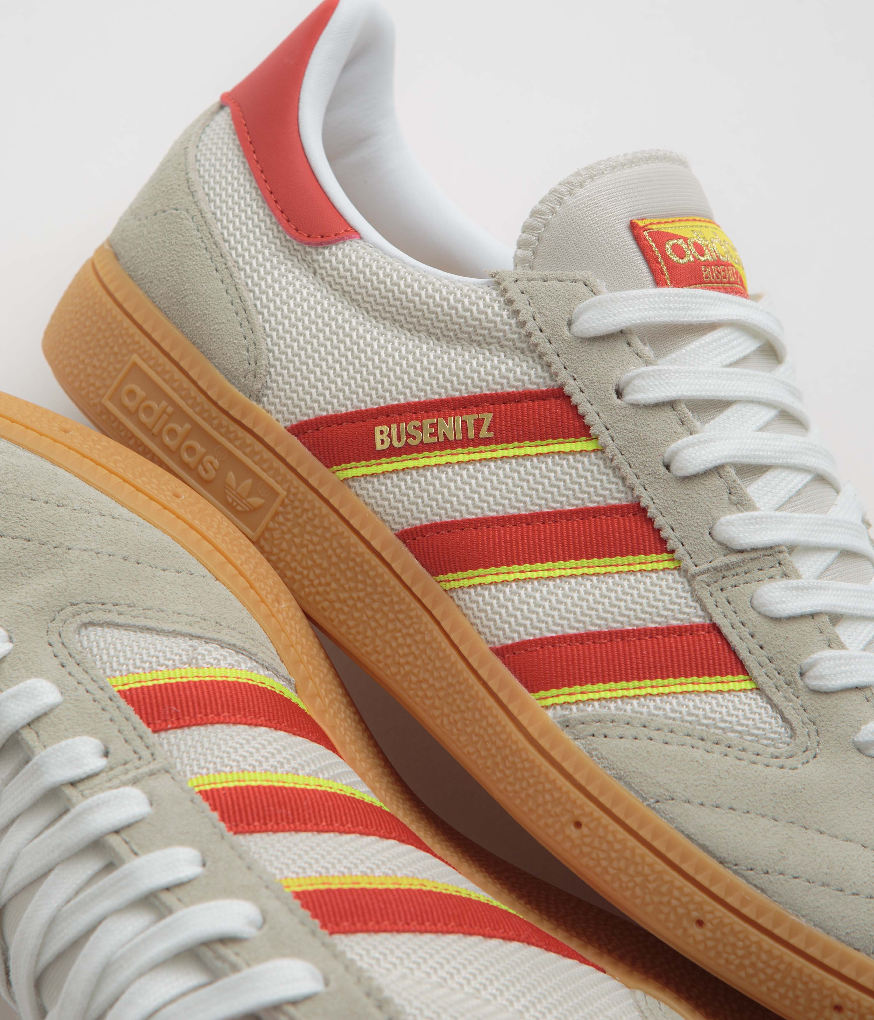 Adidas Busenitz Vintage Sneakers - Feather Grey, Red & Orbit Grey | Classic Skateboarding Shoes for Men | Perfect for Streetwear & Casual Wear