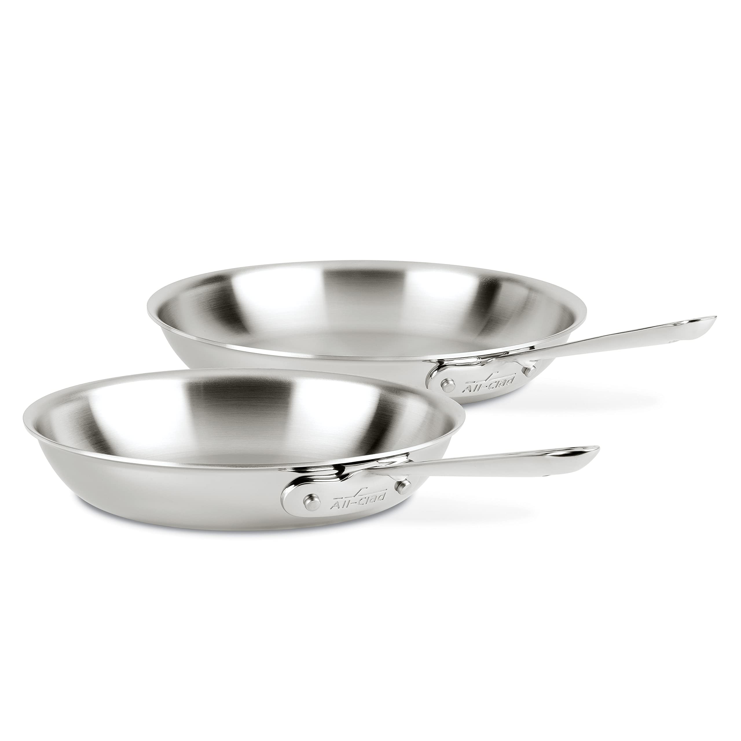 All-Clad D3 3-Ply Stainless Steel Fry Pan Set - 2 Piece (10 & 12 Inch) - Induction, Oven & Broiler Safe Up to 600°F - Professional Cookware for Home Chefs - Perfect for Searing, Sautéing & Pan-Frying Steaks, Vegetables & More