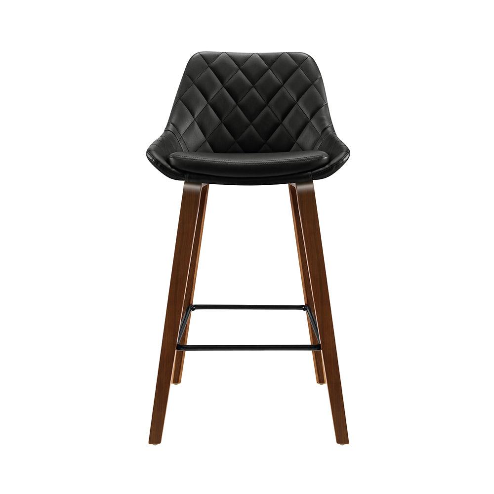 2 Bar Stools with PU Seat and Wooden Frame - Perfect for Kitchen Island, Breakfast Bar & Home Decor