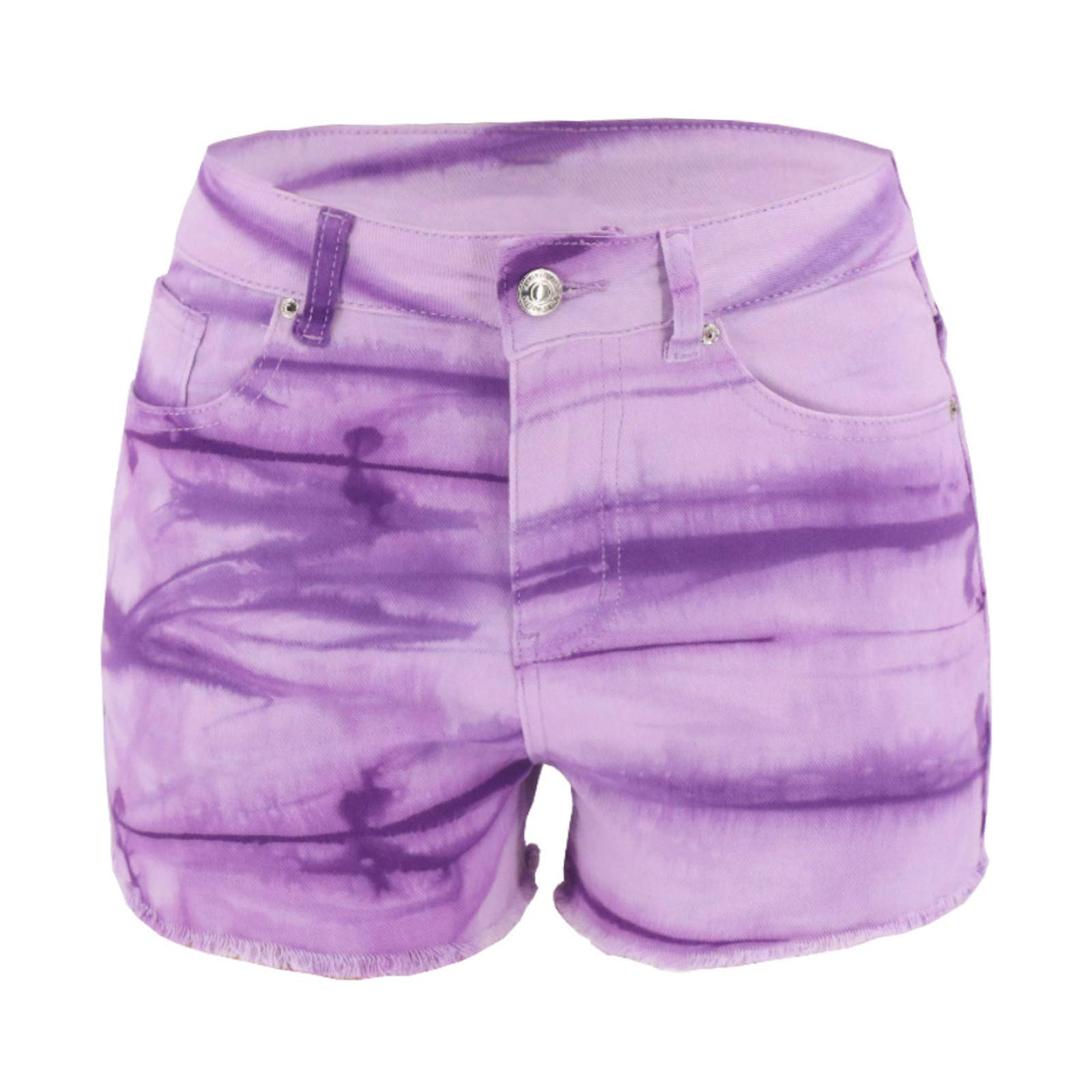 **Tie-Dye High Waist Slimming Women's Jeans Shorts - Summer Fashion Plus Size 2X Blue Denim Shorts for Casual Wear & Beach Outfits**