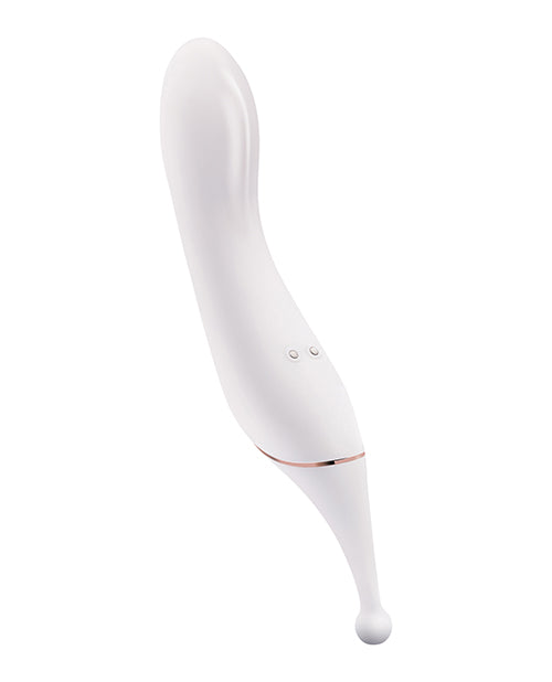Bodywand Dual Stim Vario Silicone Vibrator - White/Gold - Powerful Rechargeable Massager for Women, Couples Play & Sensual Relaxation