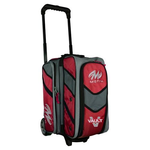 Motiv Vault Double Roller Bowling Bag - Red | Heavy Duty 2 Ball Rolling Bowling Bag for Men & Women | Perfect for League Play, Tournaments & Practice Sessions