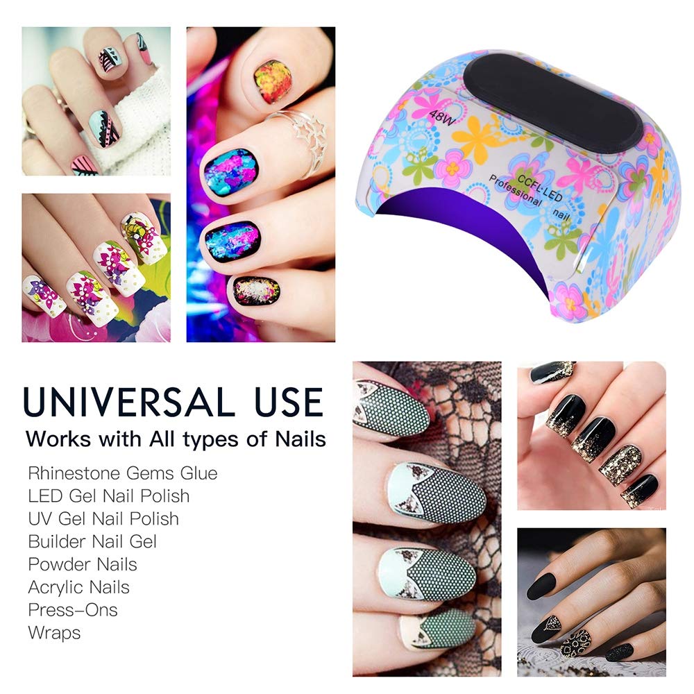 48W UV LED Nail Lamp Professional Manicure Pedicure Curing Light - Portable Nail Polish Dryer for DIY Gel Nails at Home - 3 Timer Settings, Fast Drying - Perfect for Home Salon, Nail Art Studio & Mobile Nail Technicians