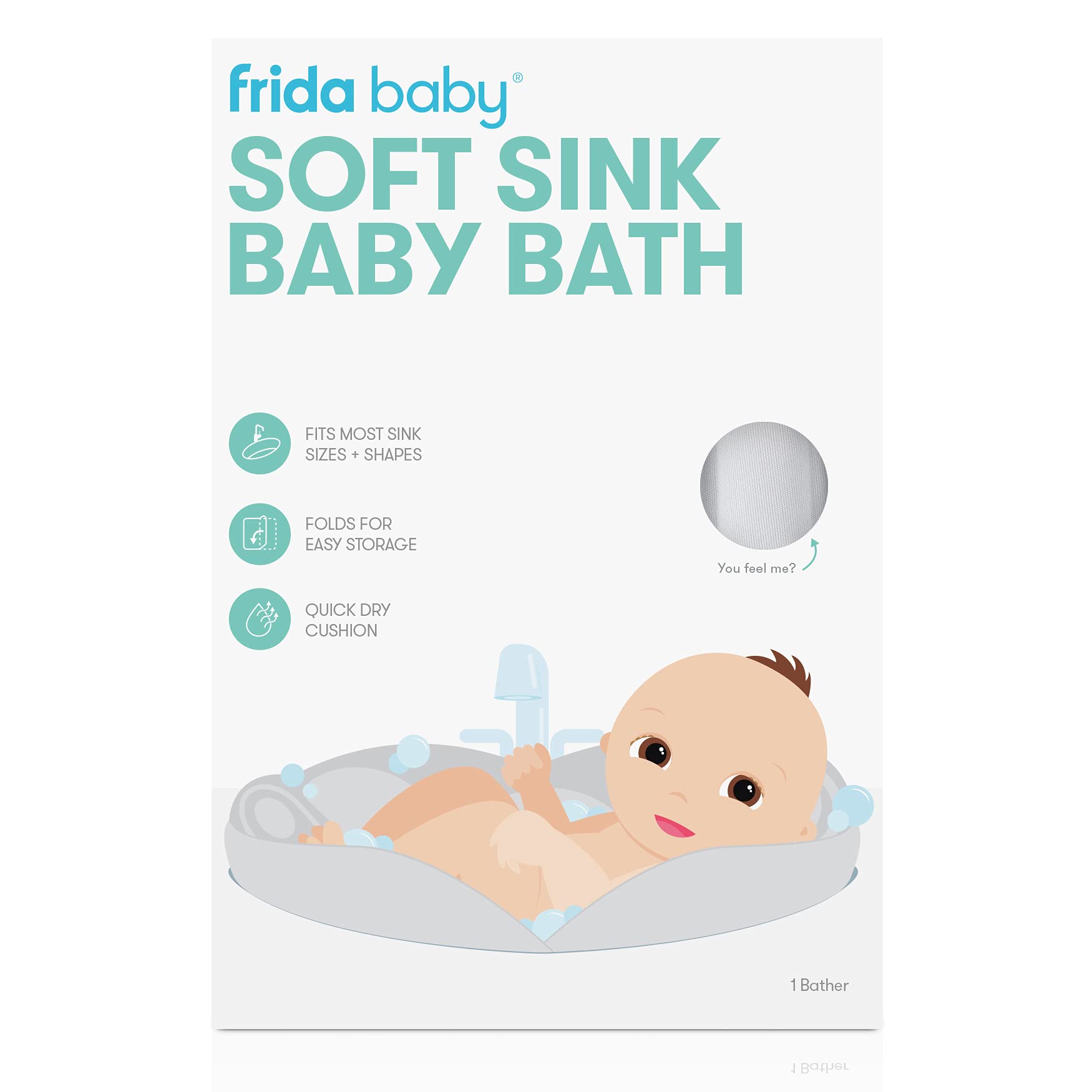 Frida Baby Soft Sink Baby Bath Tub - Newborn to Toddler Bathtub with Head Support, Easy to Clean Infant Bather for Safe & Comfortable Bathing | Perfect for Home, Nursery & Travel Use