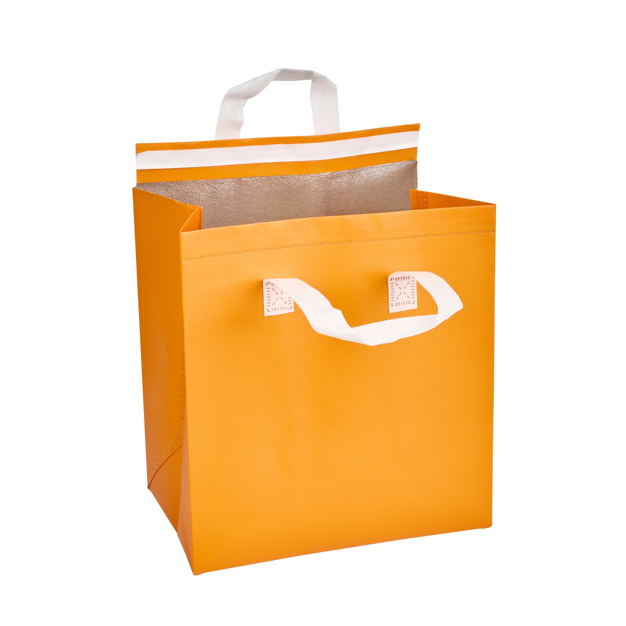 Insulated Orange Take Out Bags - Tamper Evident Food Delivery Bags (10.25