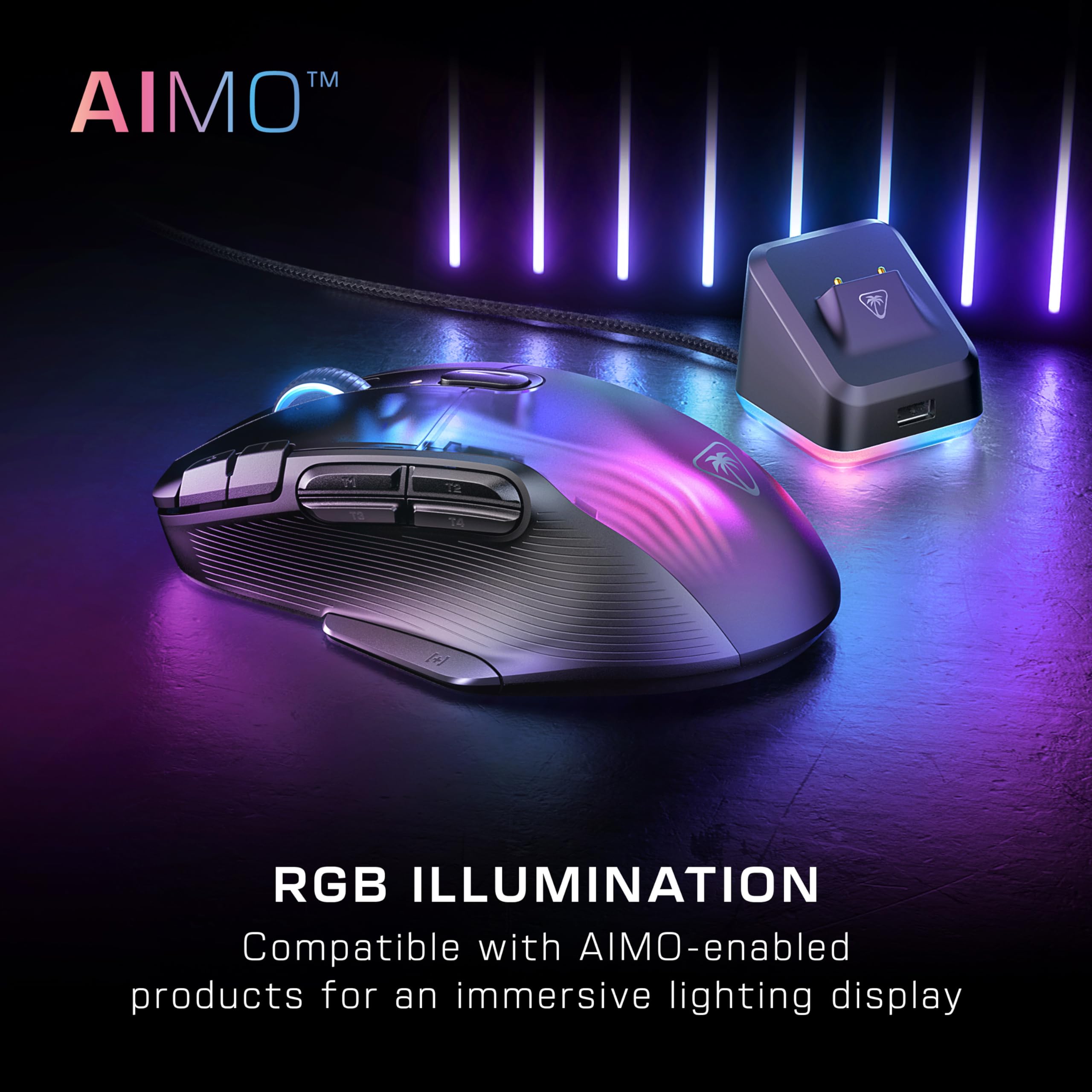 Turtle Beach Kone XP Air Wireless RGB Gaming Mouse - Bluetooth, 19K DPI Optical Sensor, 100-Hour Battery with Charging Dock, 29 Programmable Buttons, 4D Wheel - Black | Ergonomic Design for PC & Mac Gaming, Work & Productivity