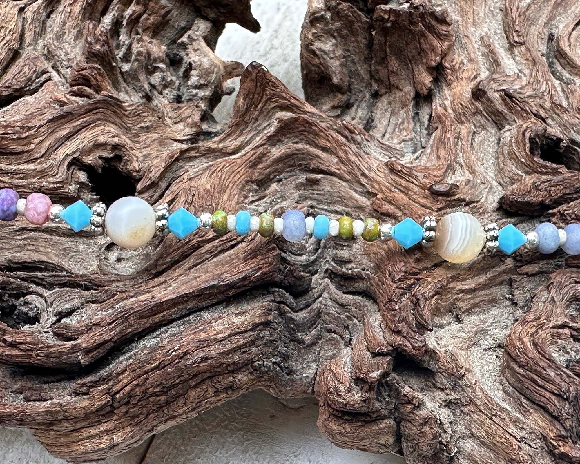 Handmade Desert Sky Blue Beaded Anklet - Adjustable Bohemian Ankle Bracelet for Women - Perfect for Beach, Festival, and Summer Outfits