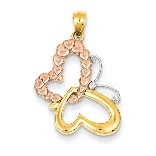 14K Rose & Yellow Gold Butterfly Heart Pendant Necklace - Elegant Jewelry Gift for Women, Perfect for Valentine's Day, Anniversary & Special Occasions