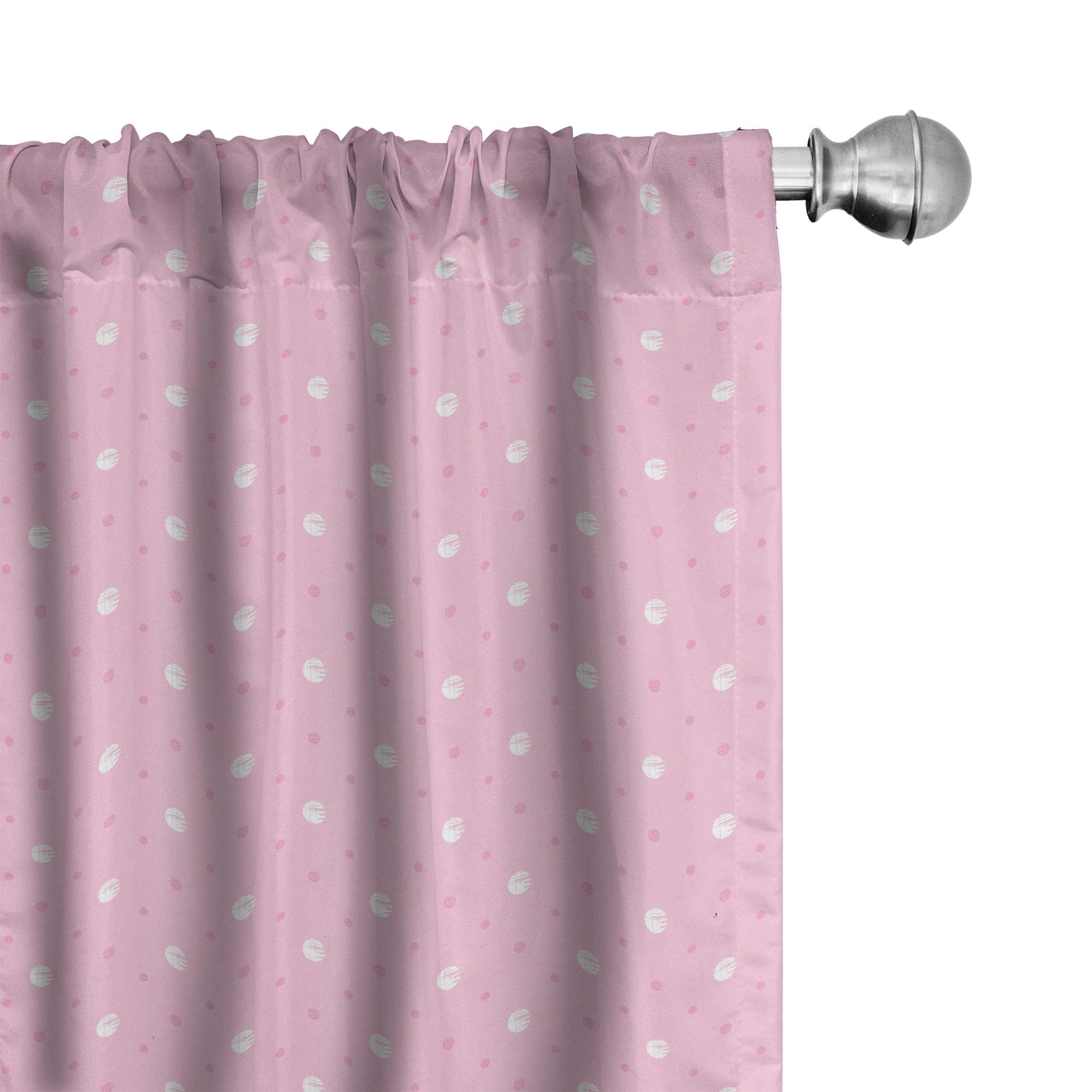 Ambesonne Pink Polka Dot Window Curtains - Lightweight 2-Panel Set with Rod Pocket, 28