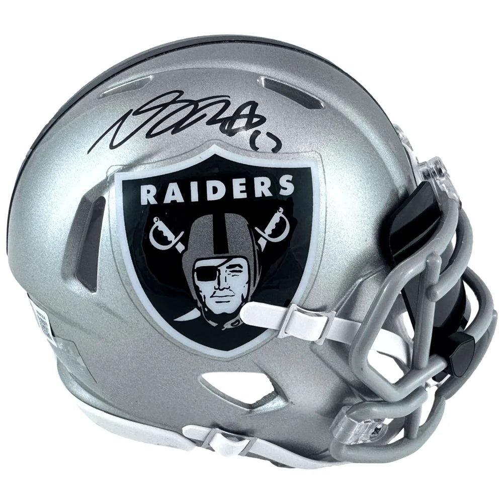 Davante Adams Autographed Las Vegas Raiders Mini Helmet - Signed NFL Football Collectible - Perfect for Sports Memorabilia Display & Raiders Fan Gifts