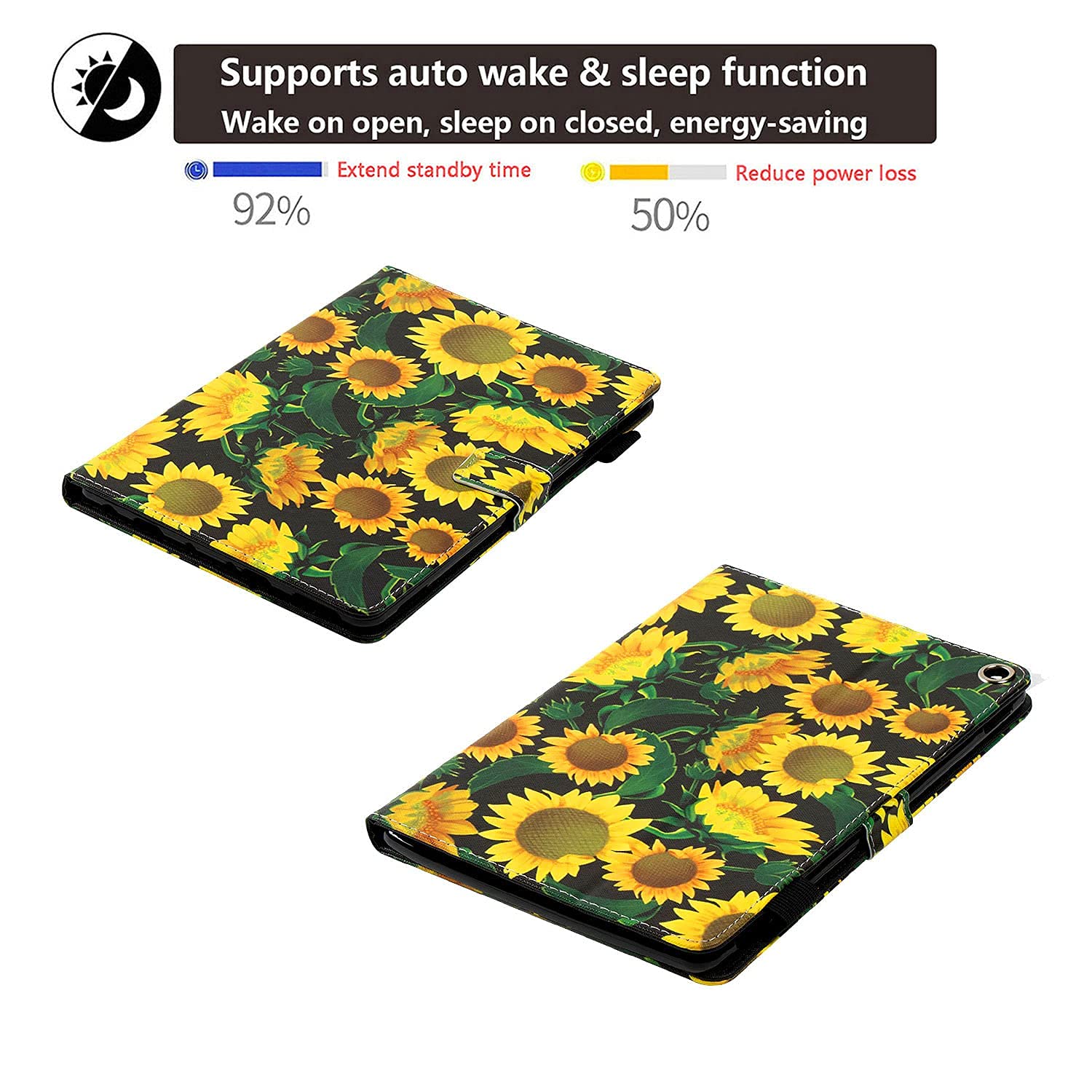 Fire HD 10 Tablet Case 2021 Release (11th Generation) - PU Leather Shockproof Cover with Pencil Holder & Folio Stand | Auto Sleep/Wake Function | Compatible with Kindle 10.1