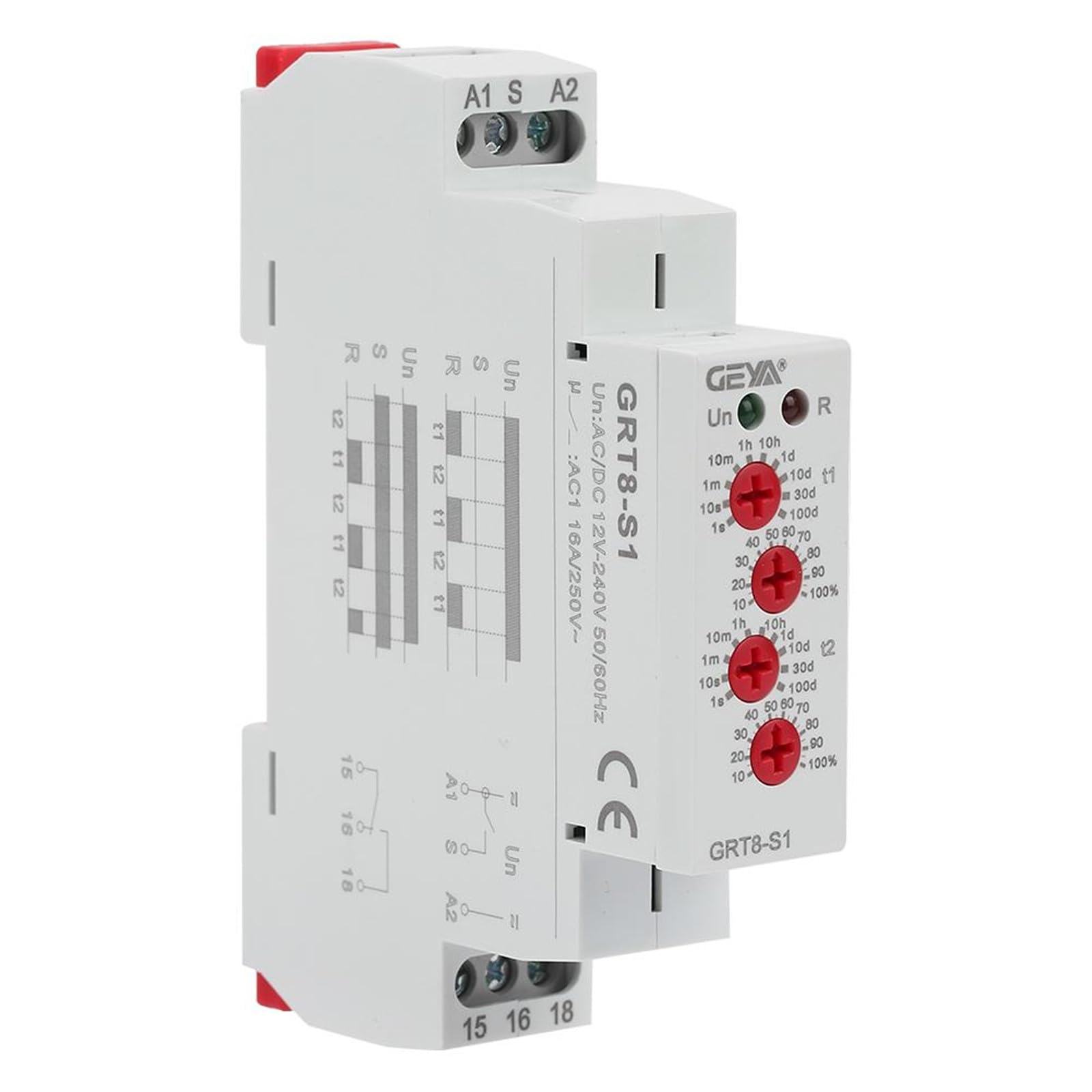 Jadeshay Delay Relay Timer - GRT8-S1 Mini Asymmetric Cycle ON/Off Repeat Timer Switch AC/DC 12-240V for Home Automation, Industrial Equipment, and DIY Electronics Projects