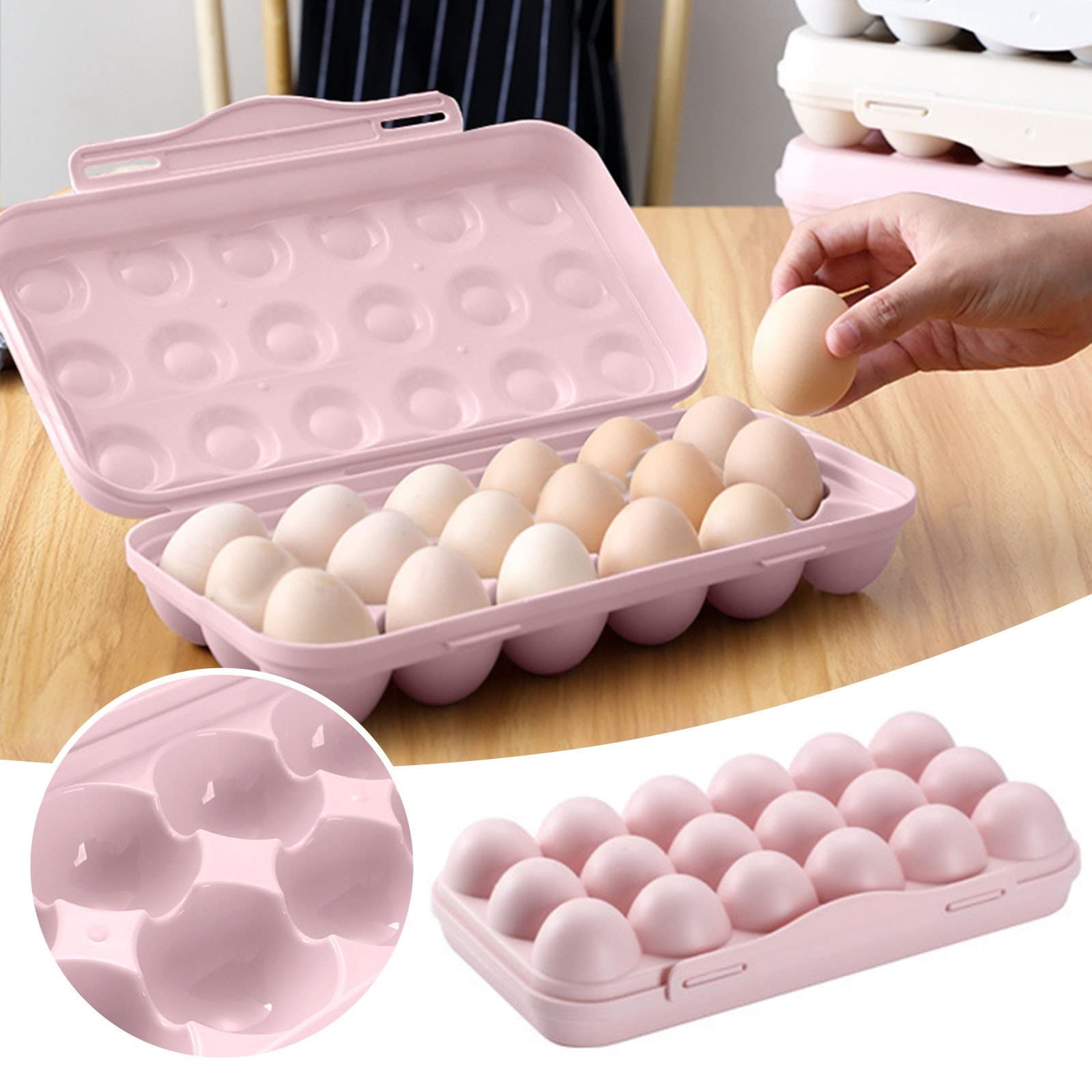 SKOFRI 18 Grid Plastic Egg Storage Container - Stackable Refrigerator Tray for Kitchen, Fridge Organizer (30x15x6.5 cm) - Perfect for Fresh Egg Storage, Pantry Organization & Space Saving in Home Kitchen