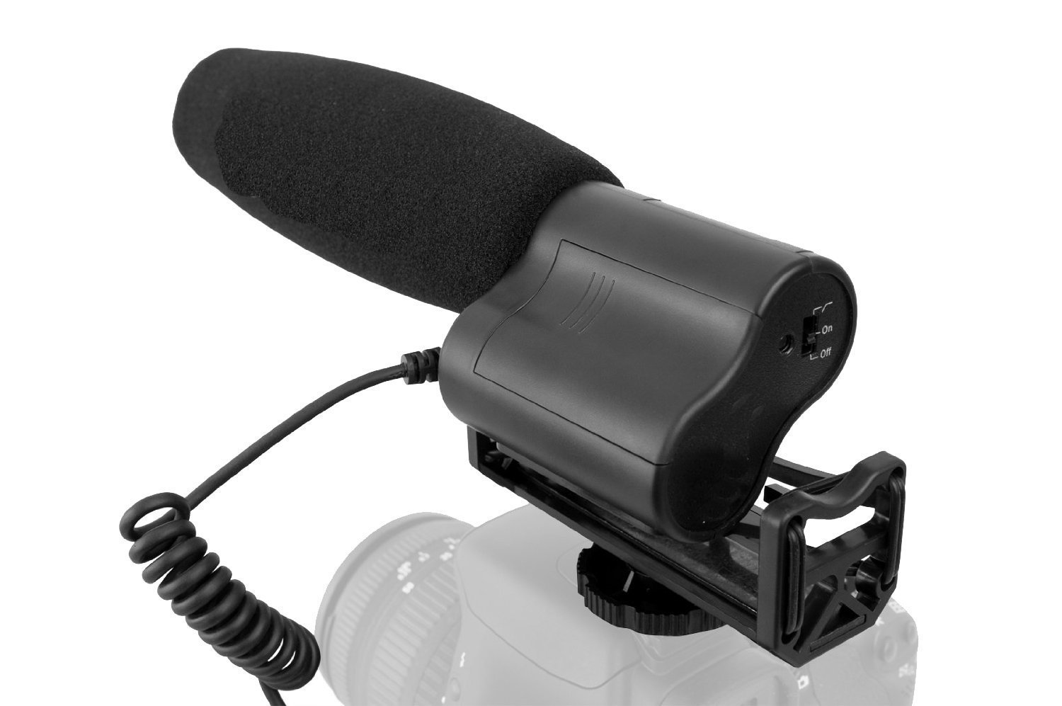 Digital NC Shotgun Microphone (Stereo) with Windscreen & Dead Cat Muff for Canon EOS Rebel SL3 - Professional Audio Recording for Vlogging, Interviews & YouTube Videos