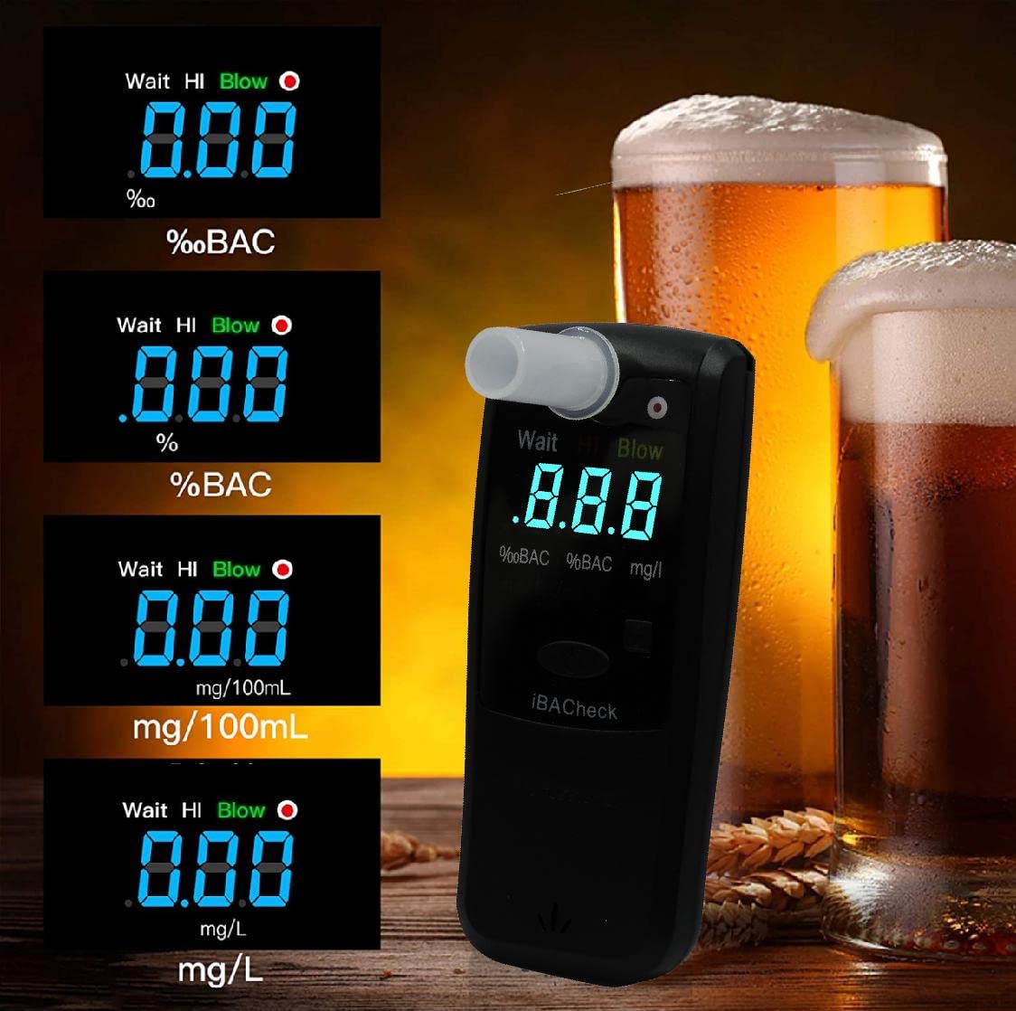 Professional Breathalyzer with 10 Memory Storage & LED Display - Night Use Visibility, 350 Tests with Alkaline Batteries | Perfect for Personal Alcohol Monitoring, Workplace Safety, and Responsible Driving Checks