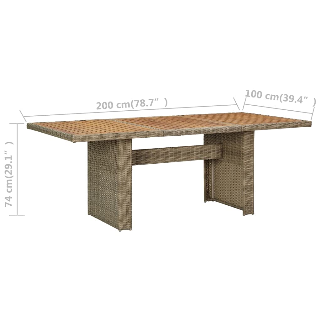 78.7x39.4x29.1 Inch Brown Poly Rattan Rectangular Outdoor Dining Table - Weather-Resistant Wicker Patio Table for Backyard, Garden, Lawn | Fast Shipping | Perfect for Outdoor Entertaining, BBQ Parties & Al Fresco Dining