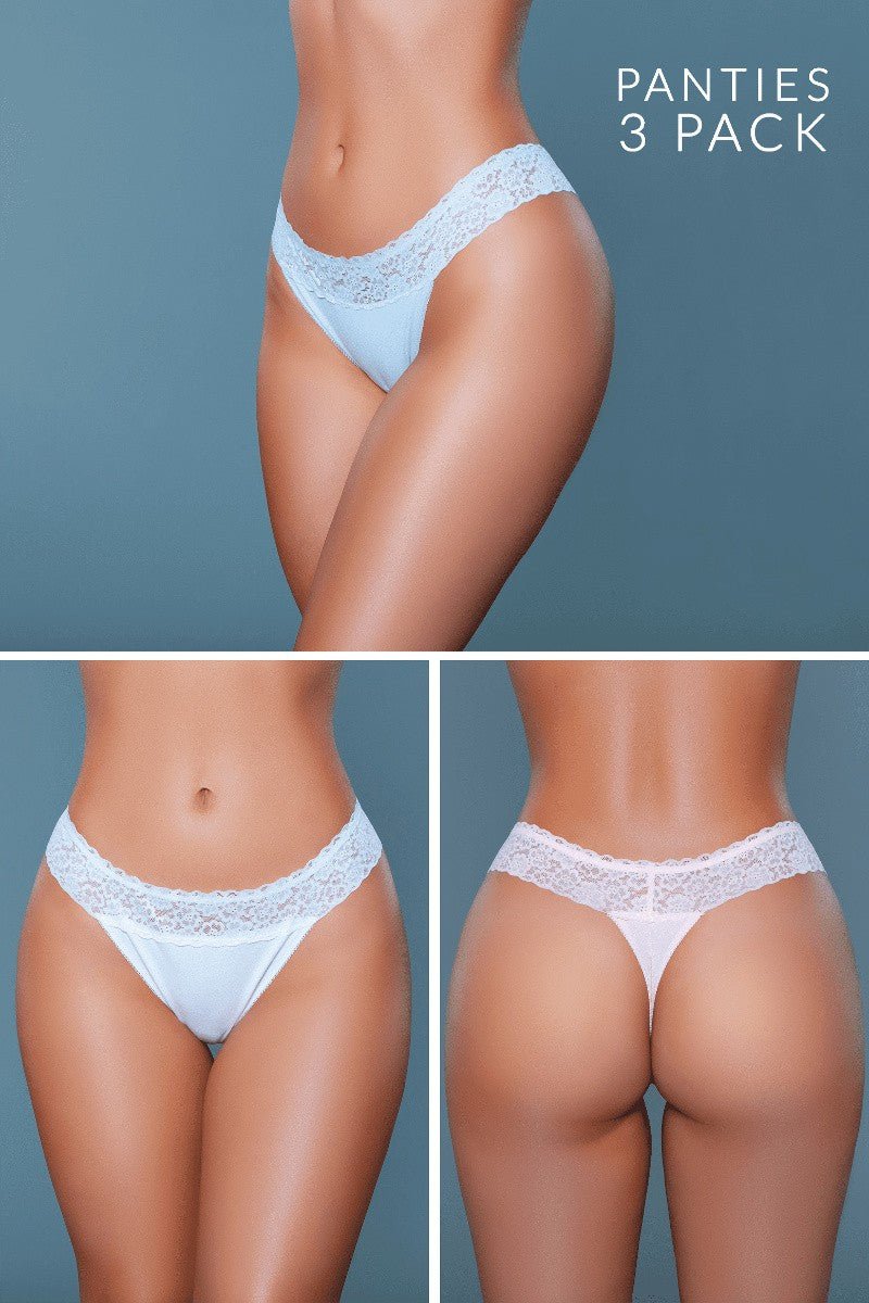 BeWicked Women's Devon 3 Pack Lingerie Set - Sexy Lace Underwear & Bra for Valentine's Day, Anniversary & Romantic Nights