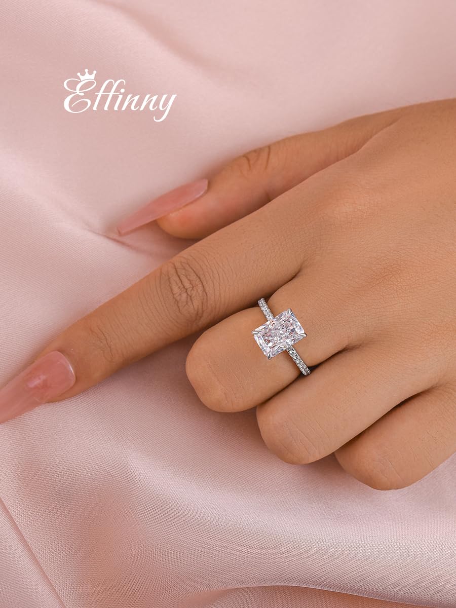 3.5/7.0 Carat Radiant Cut Simulated Diamond Engagement Ring for Women - 925 Sterling Silver Wedding Promise Ring (Perfect for Proposals, Anniversaries & Special Occasions)