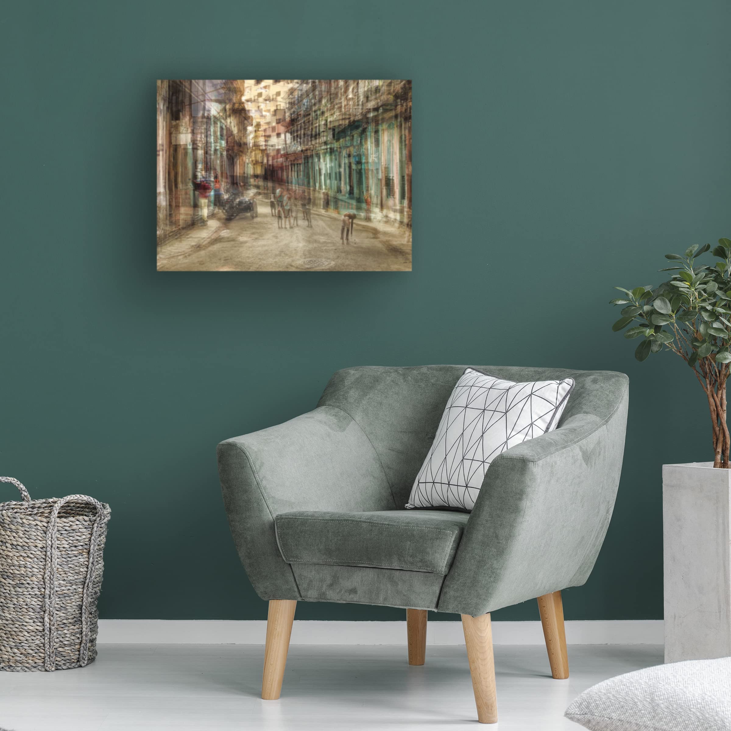 Trademark Fine Art 'Daily Scene In Centro Habana' Canvas Wall Art by Roxana Labagnara - Cuban Street Painting for Living Room & Office Decor