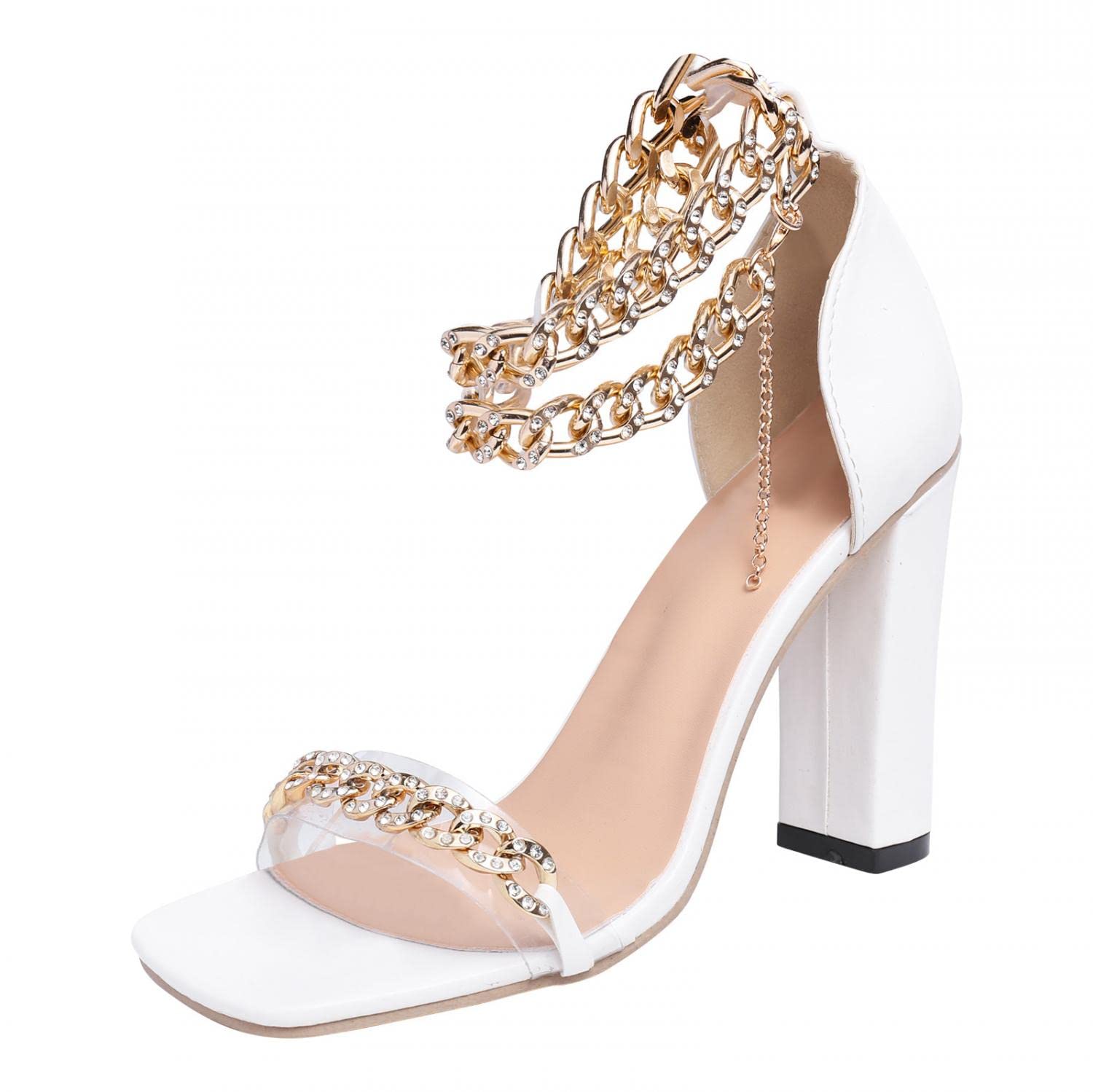 Elegant Women's Clear Wide Width Peep Toe High Heel Sandals with Ankle Strap - Comfortable Dressy Heels for Weddings, Parties & Special Occasions