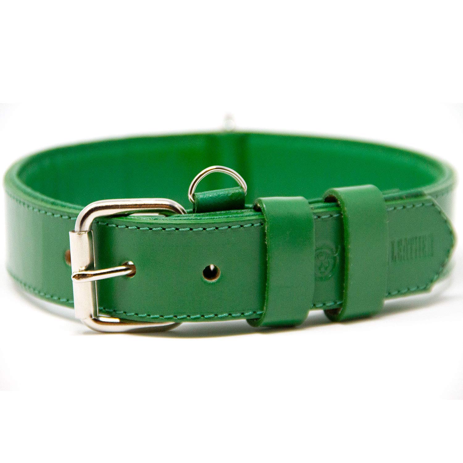 Premium Full Grain Leather Dog Collar for Large Dogs - Padded Comfort, Durable & Adjustable (Green, Large) | Perfect for Daily Walks, Training & Outdoor Adventures