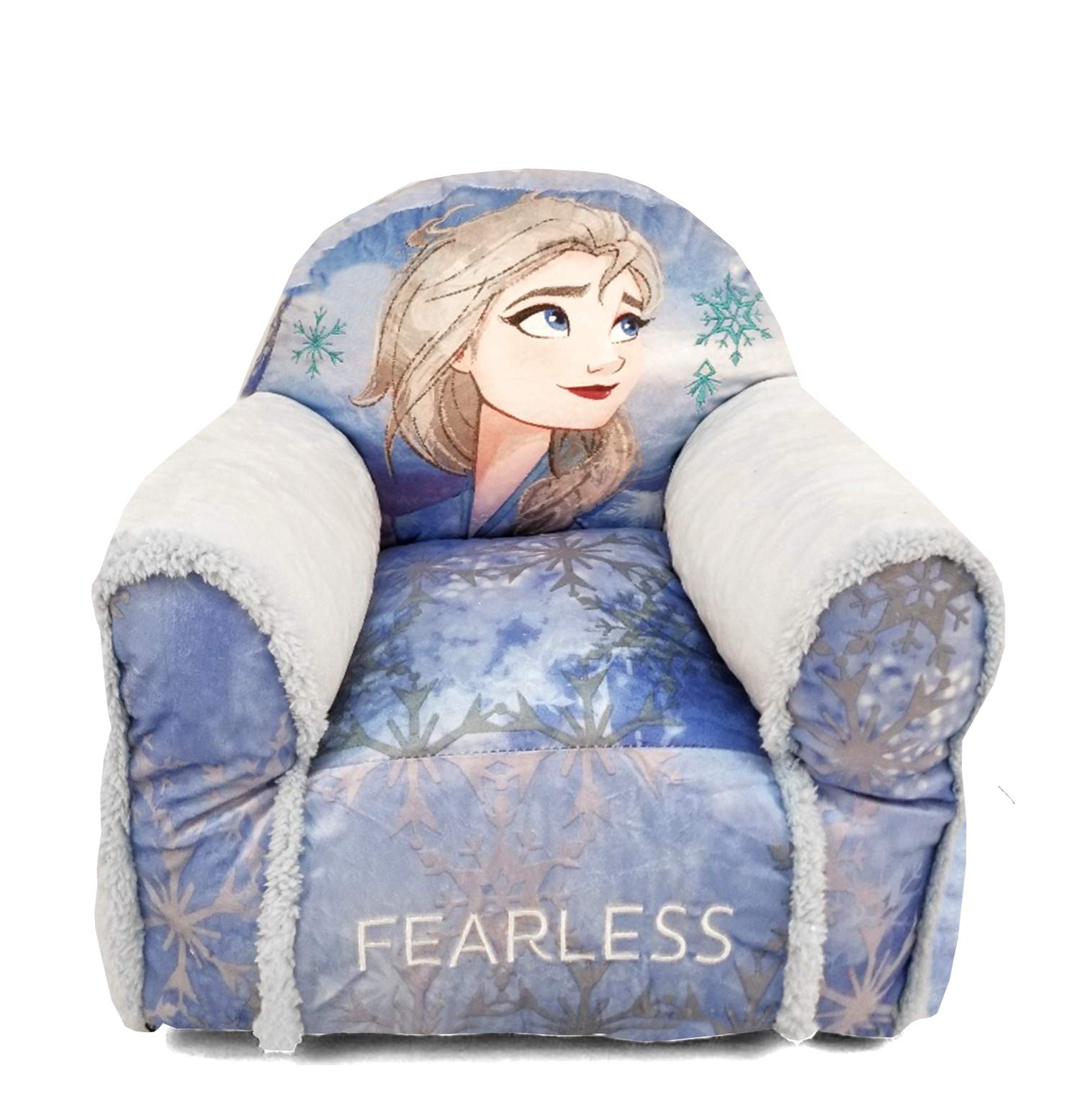 Disney Frozen Elsa Bean Bag Chair for Kids - Sherpa Trim, Soft Polyester, Purple Snowflake Design, Small Size for Ages 3+ | Perfect for Bedrooms, Playrooms & Movie Nights