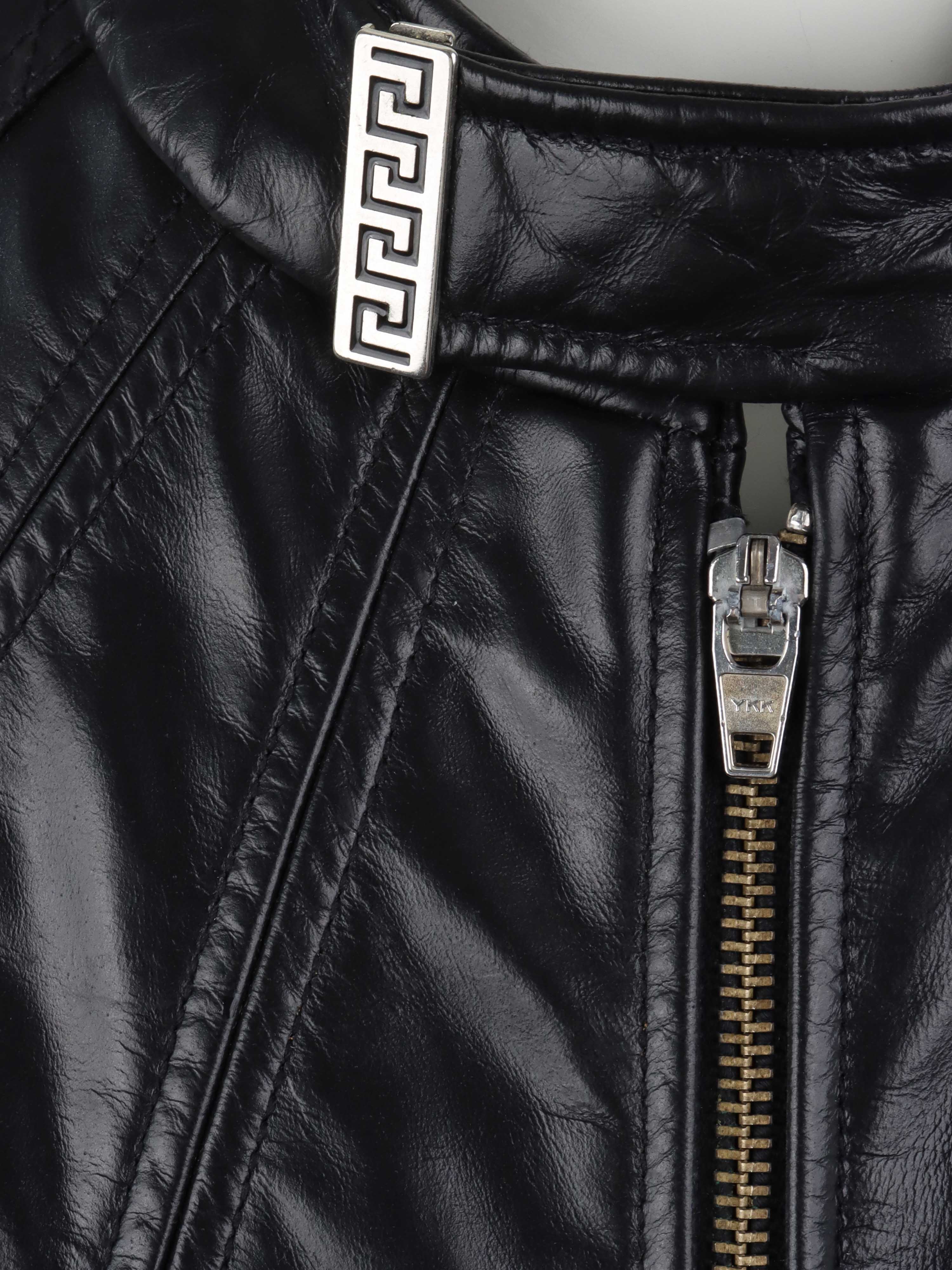 Versace Black Genuine Leather Jacket for Men - Premium Biker Style Outerwear for Casual Wear, Night Out & Motorcycle Riding