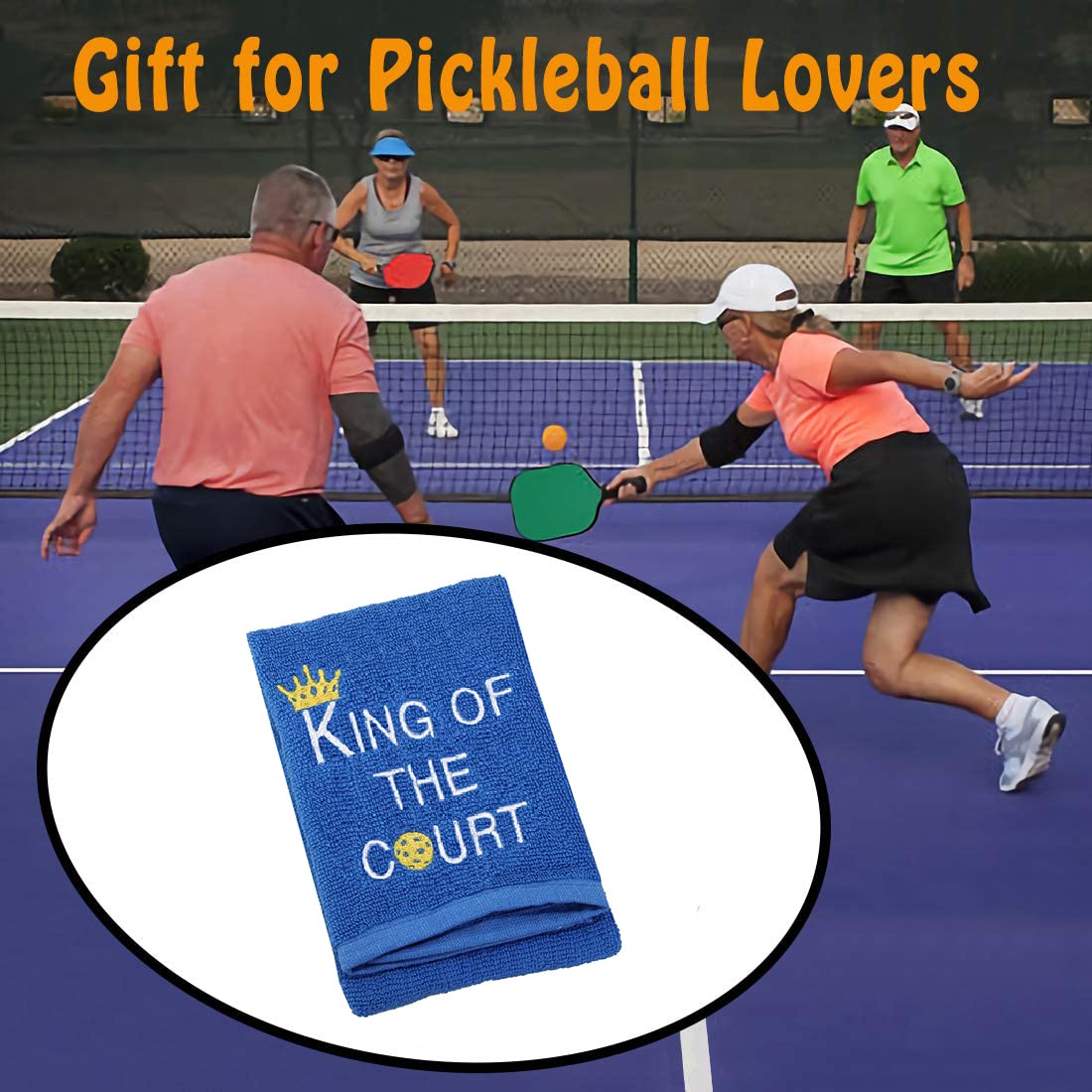 Premium Embroidered Pickleball Towel with Clip - Perfect Gift for Pickleball King & Queen - Court Essentials for Players - Great for Tournaments, Practice & Gym Use