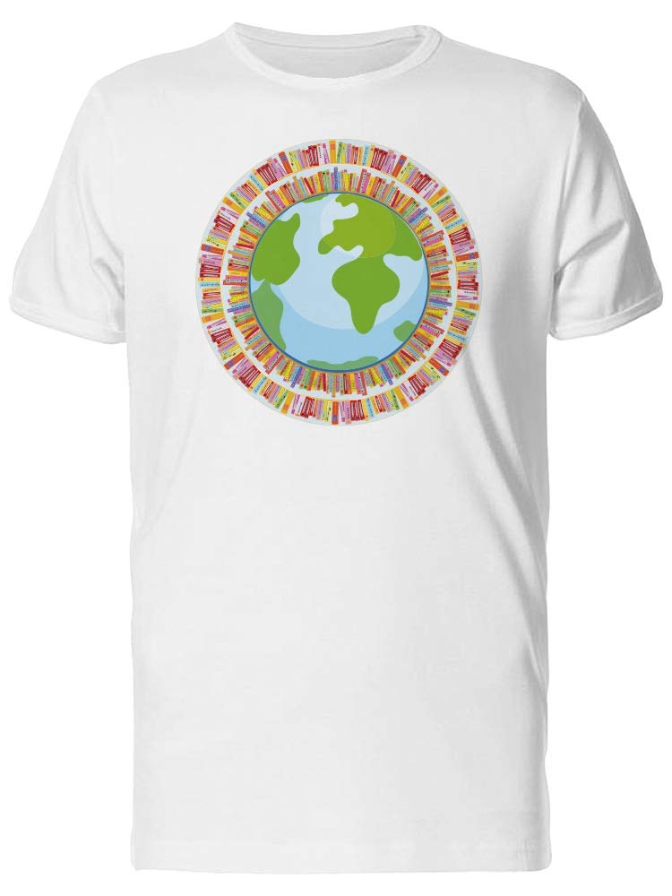 Men's Globe Surrounded by Books Graphic T-Shirt - Casual Reading & Travel Inspired Tee for Book Lovers