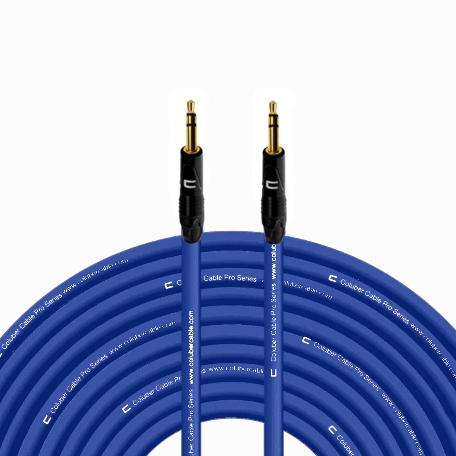 COLUBER CABLE 3.5mm TRS Male to TS Male Audio Cable - 150ft Blue Professional 3-Pin Microphone Connector for Powered Speakers, Audio Interfaces & Mixers - Perfect for Live Performances, Studio Recording & DJ Setups