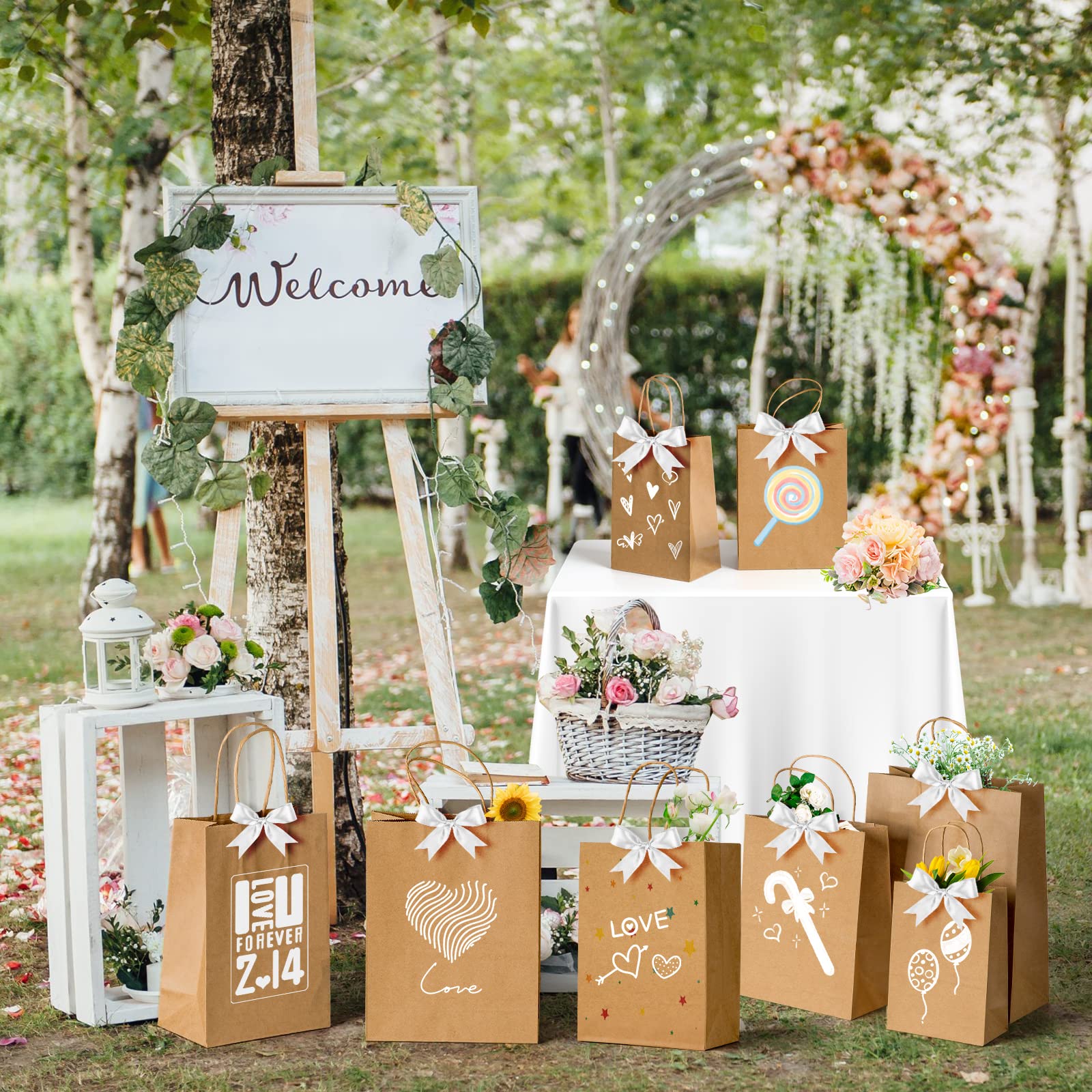 150pcs Brown Kraft Paper Bags with Handles - Mixed Size Bulk Gift Bags for Business, Retail, Parties & Favors | Eco-Friendly Shopping & Merchandise Bags for Stores, Events & Packaging