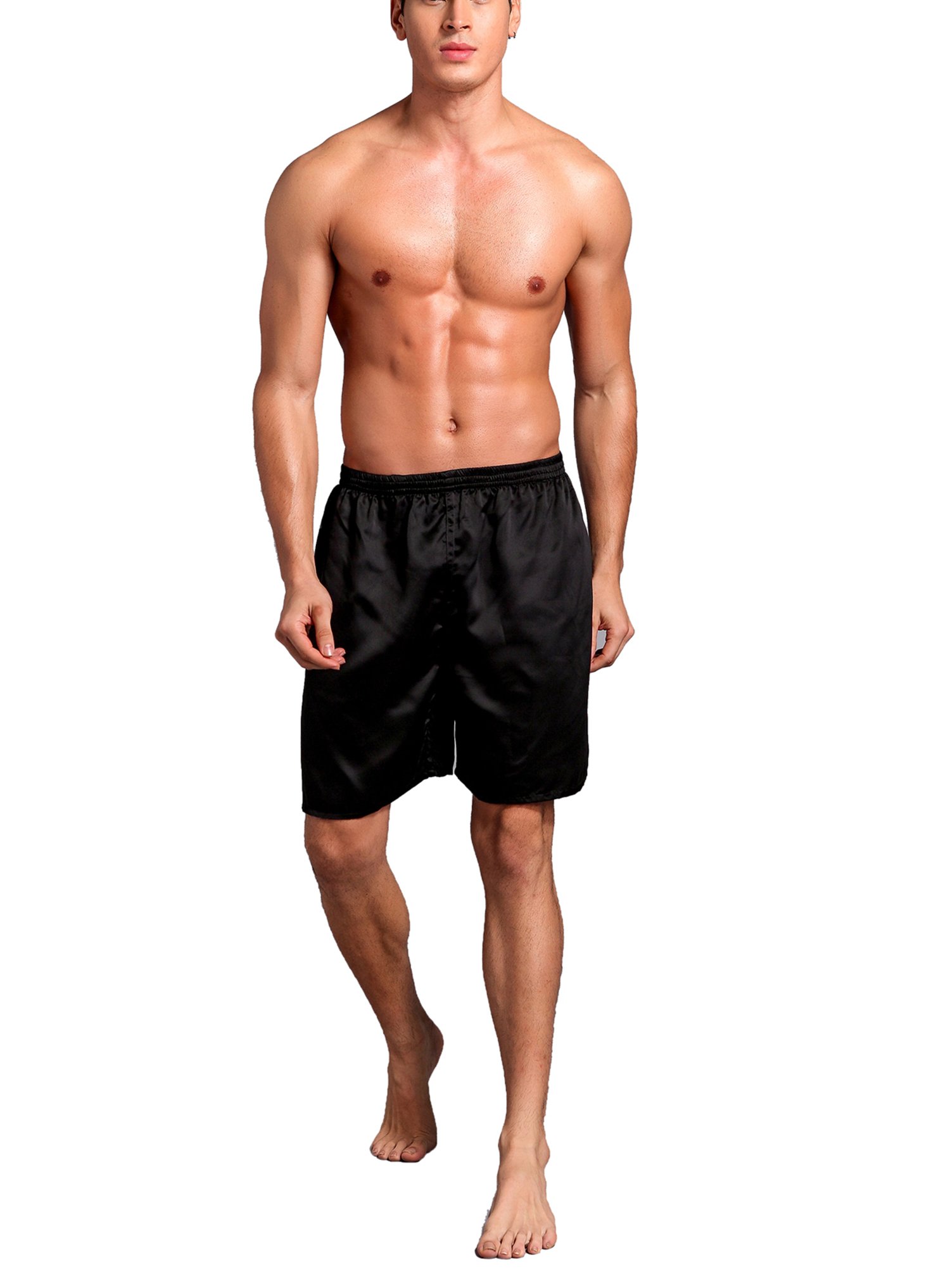Men's Sleep Shorts - 2 Pack Satin Lounge Shorts for Comfortable Nightwear & Relaxation at Home | Soft Pajama Shorts for Sleeping, Lounging & Vacation