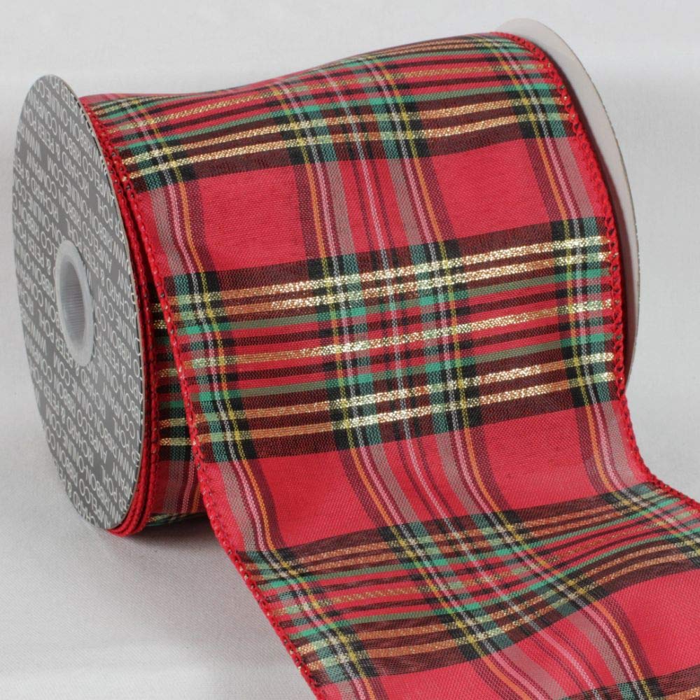 Red and Brown Plaid Ribbon 5